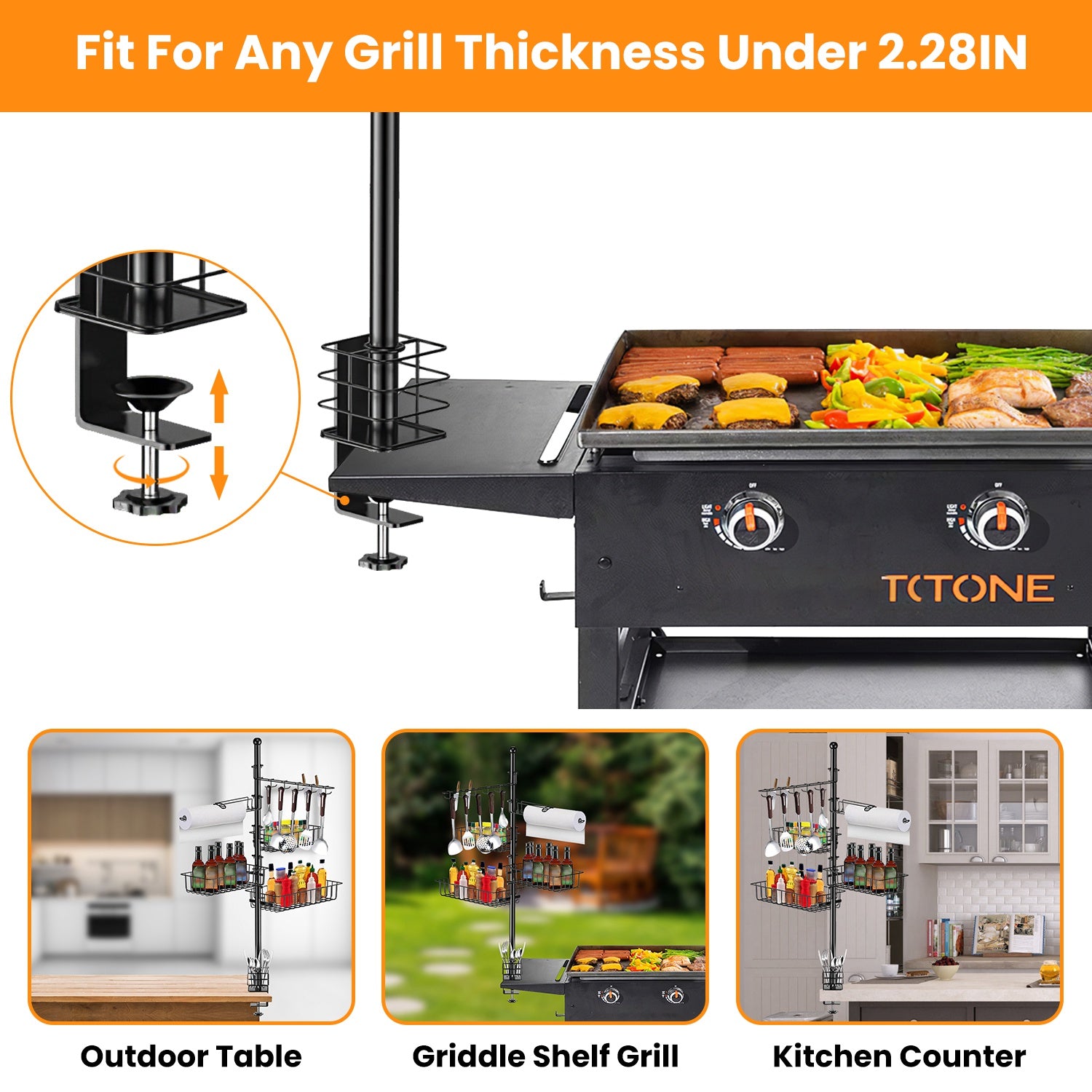 1Pc Griddle Caddy With Paper Towel Holder Hook Baskets BBQ Accessories Storage Rack Vertical Standing BBQ Organizer Grill Utensil Storage Fit For Blackstone Griddle