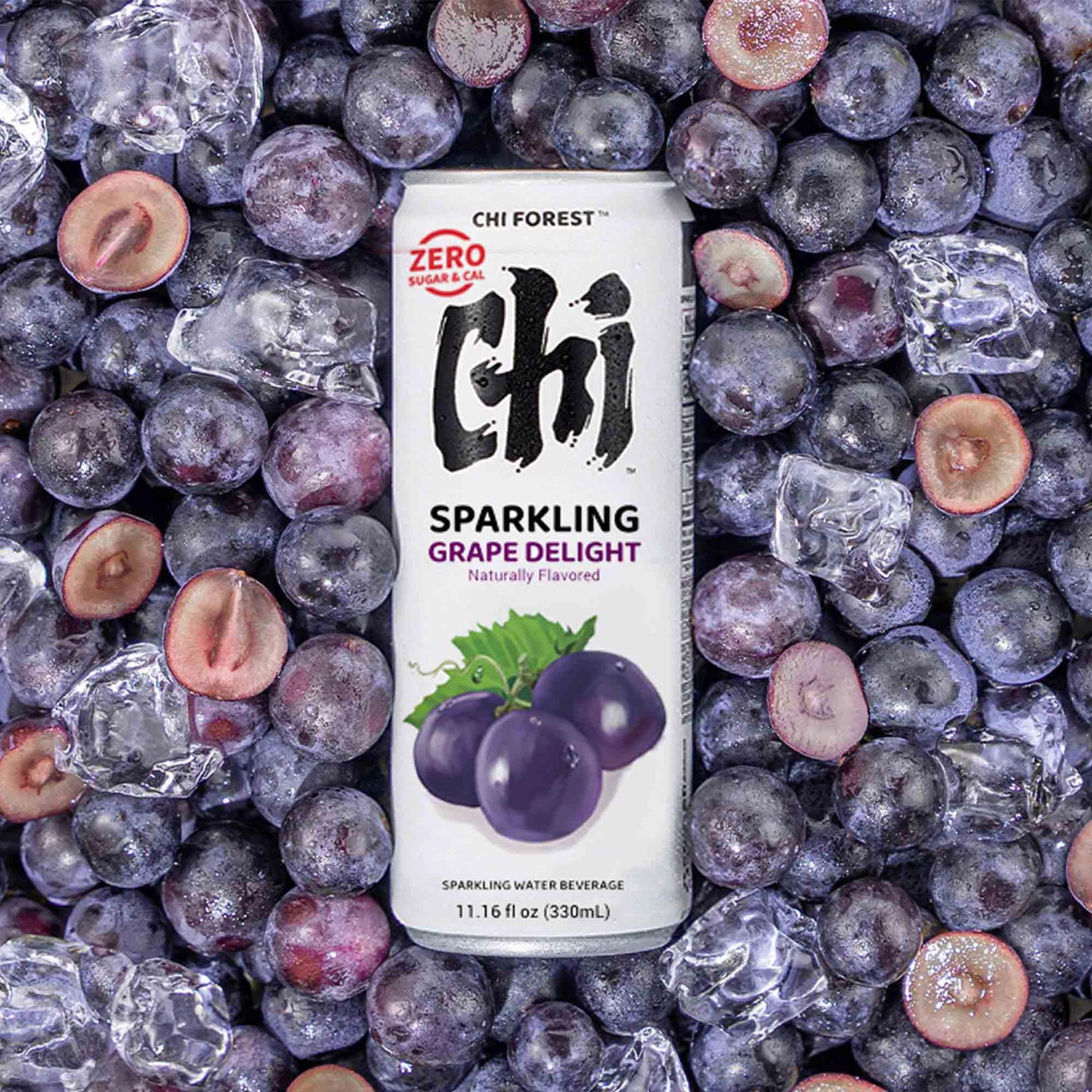 CHI FOREST Sparkling Water Beverage, 4 Flavors Variety Pack, Zero Sugar, 11.16 fl oz Cans (Pack of 24)