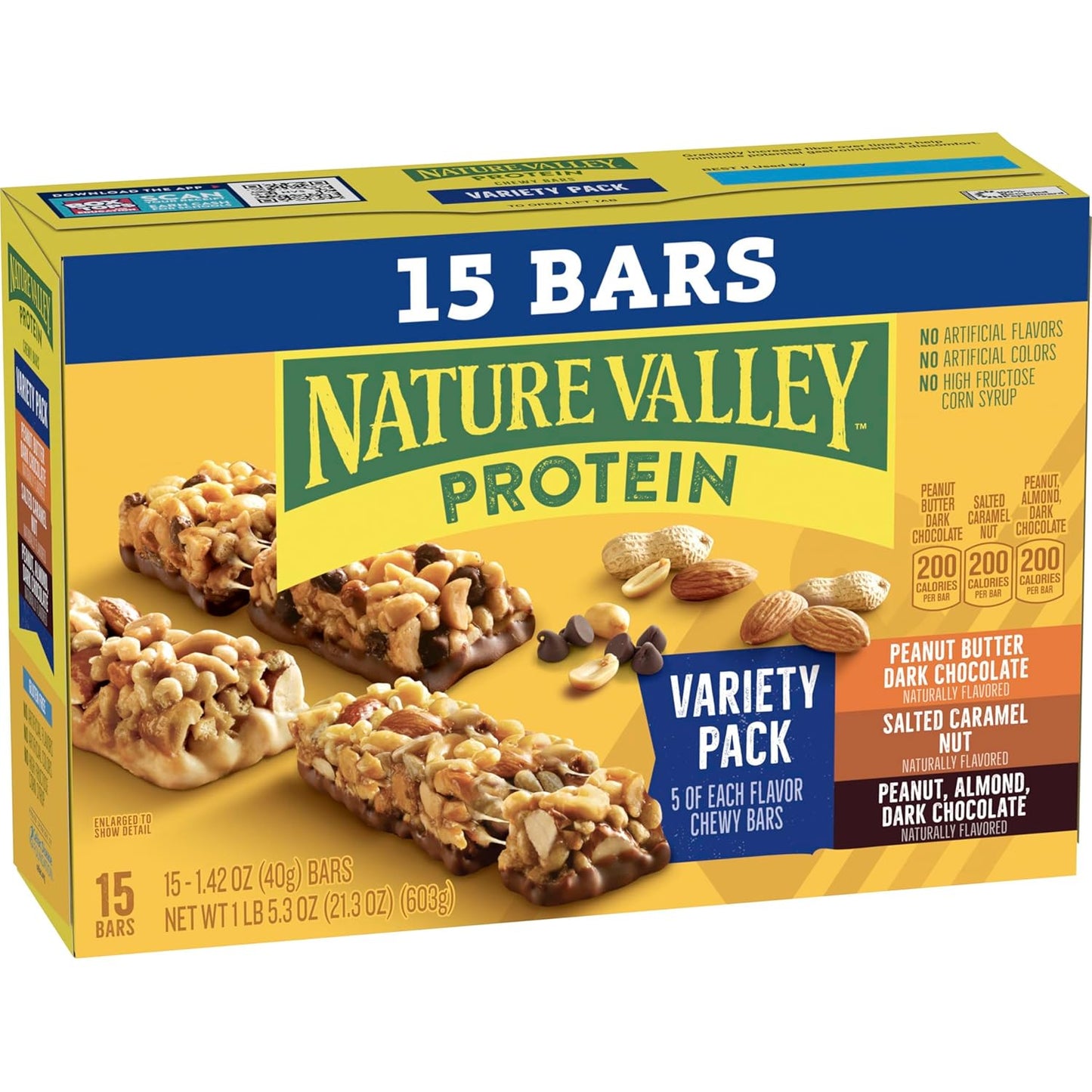 Nature Valley Chewy Protein Granola Bars, Peanut Butter Dark Chocolate, 10 Bars, 14.2 OZ