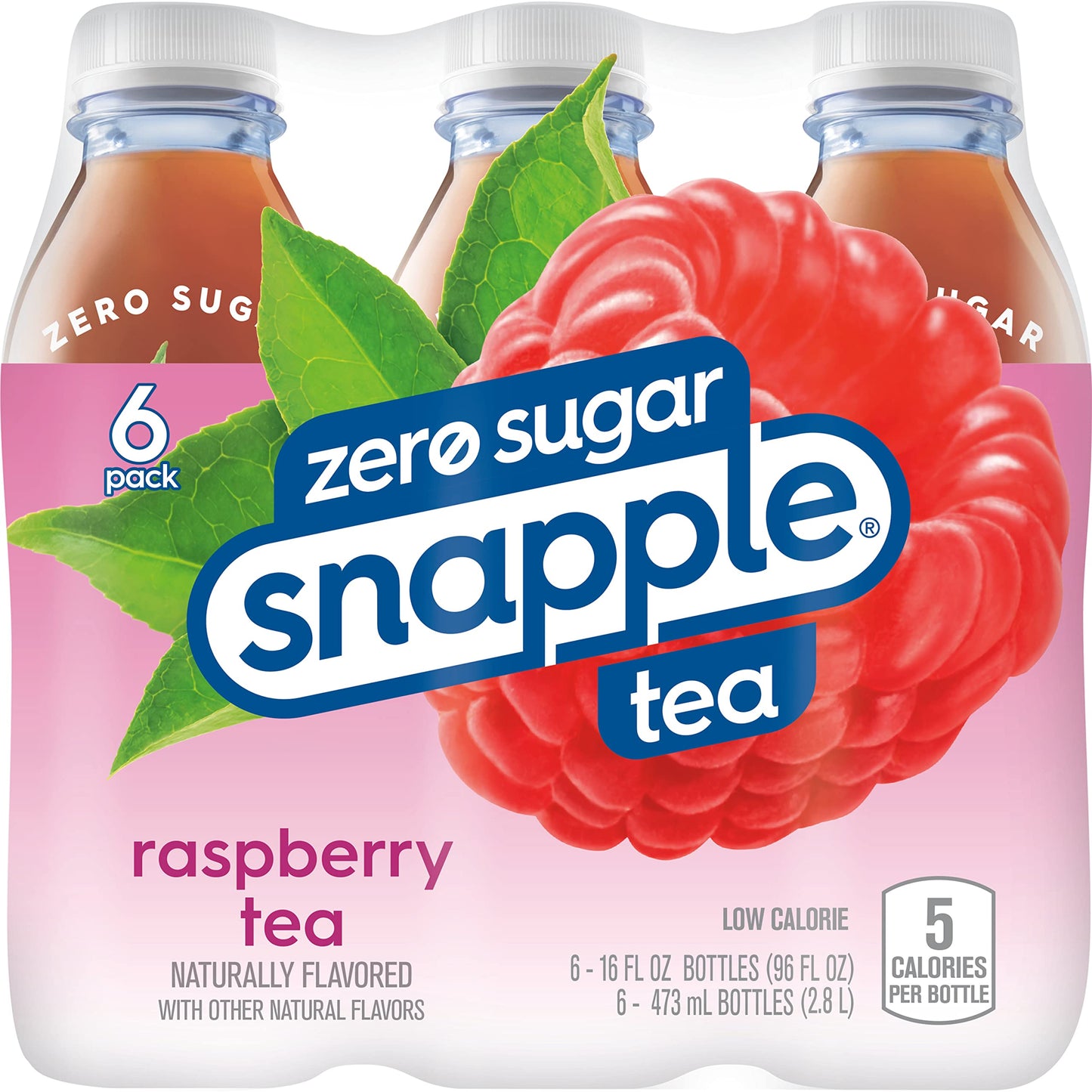 Snapple Zero Sugar Half 'n Half Tea, 16 fl oz recycled plastic bottle, 6 pack