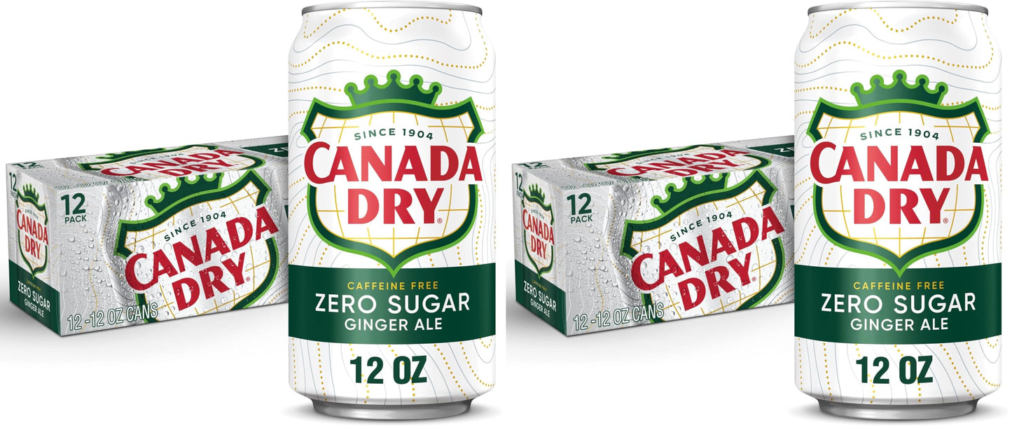 Canada Dry Zero Sugar Ginger Ale Soda, 12 fl oz cans, 12 pack