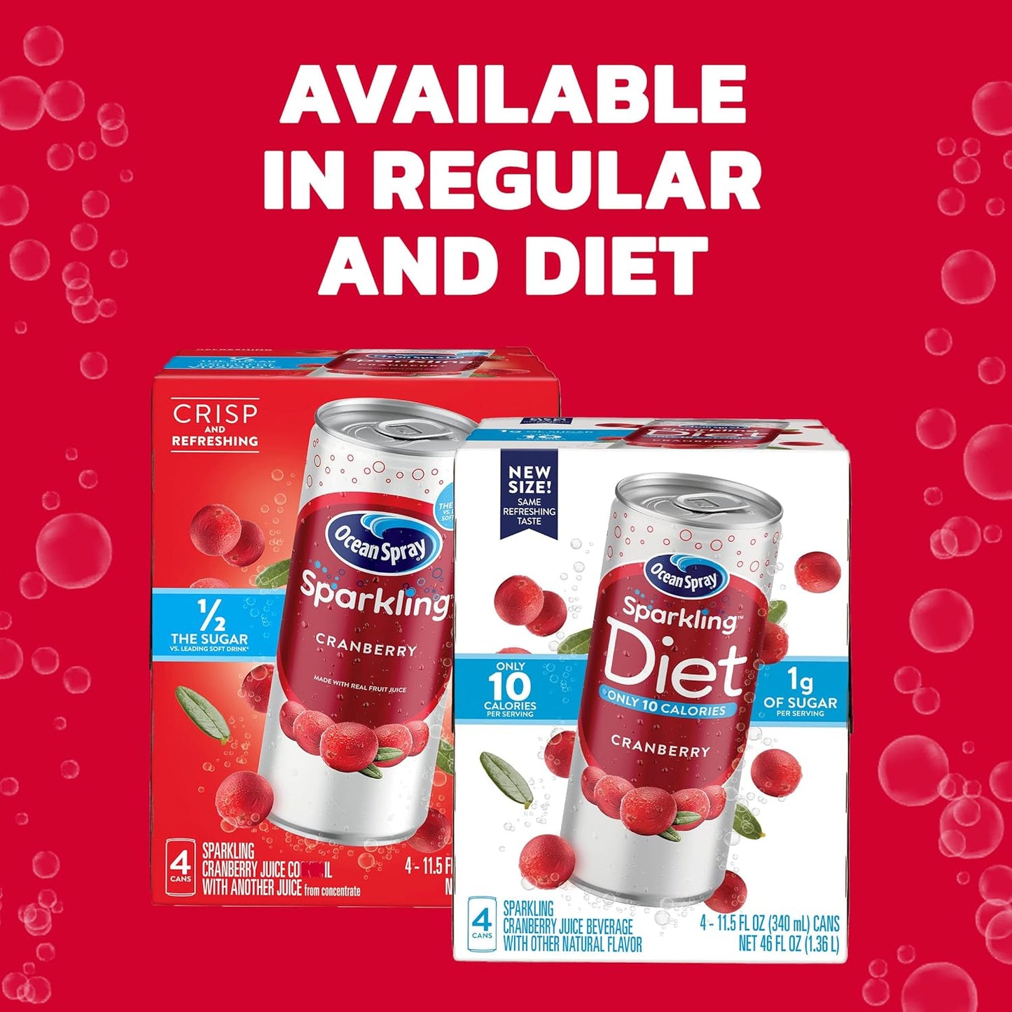 Ocean Spray® Sparkling Diet Cranberry Juice Drink, 11.5 Fl Oz Cans, 4 Count (Pack of 24)