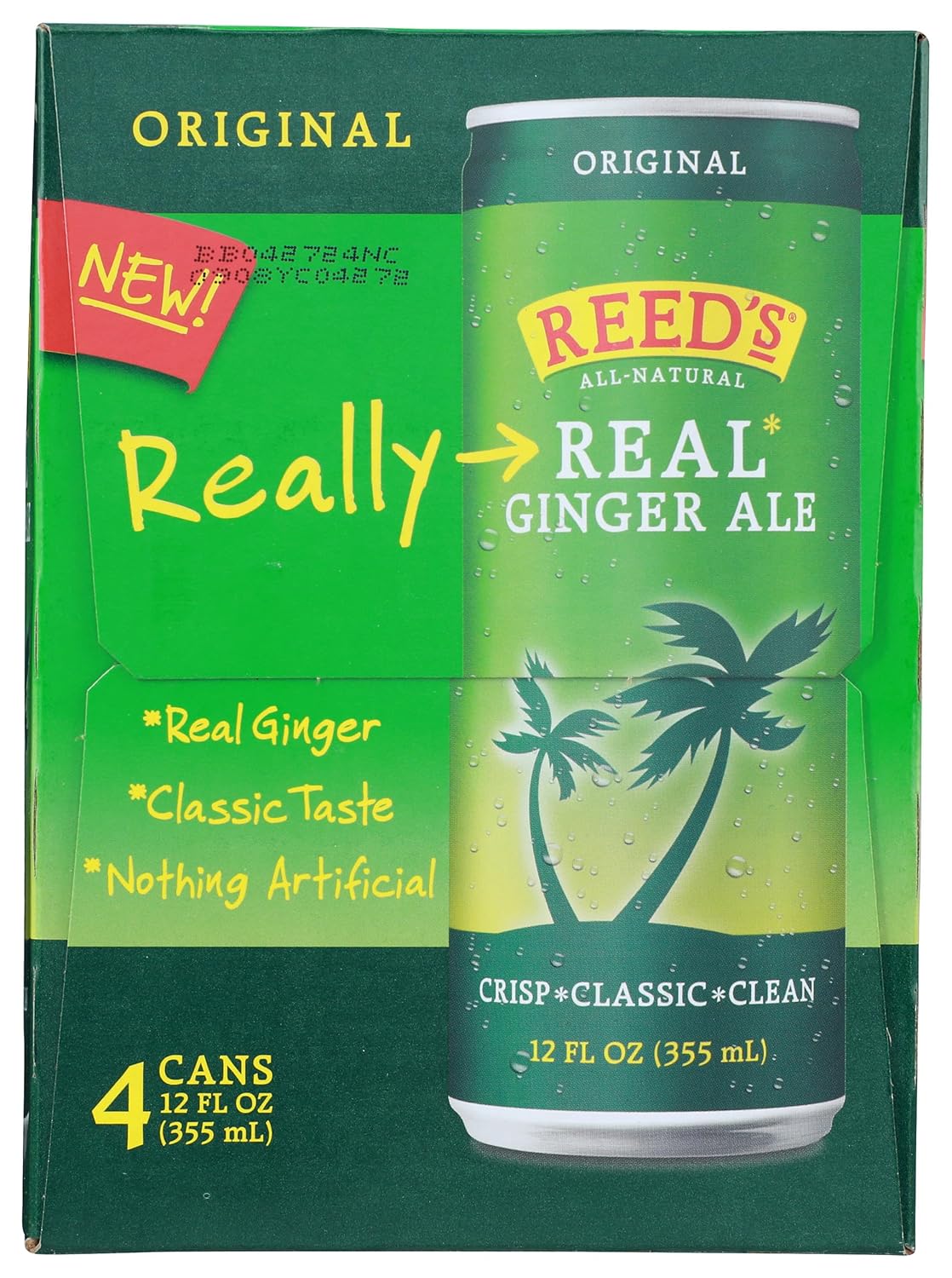 REEDS GINGER BREW Real Ginger Ale Soda 4 Pack, 12 FZ