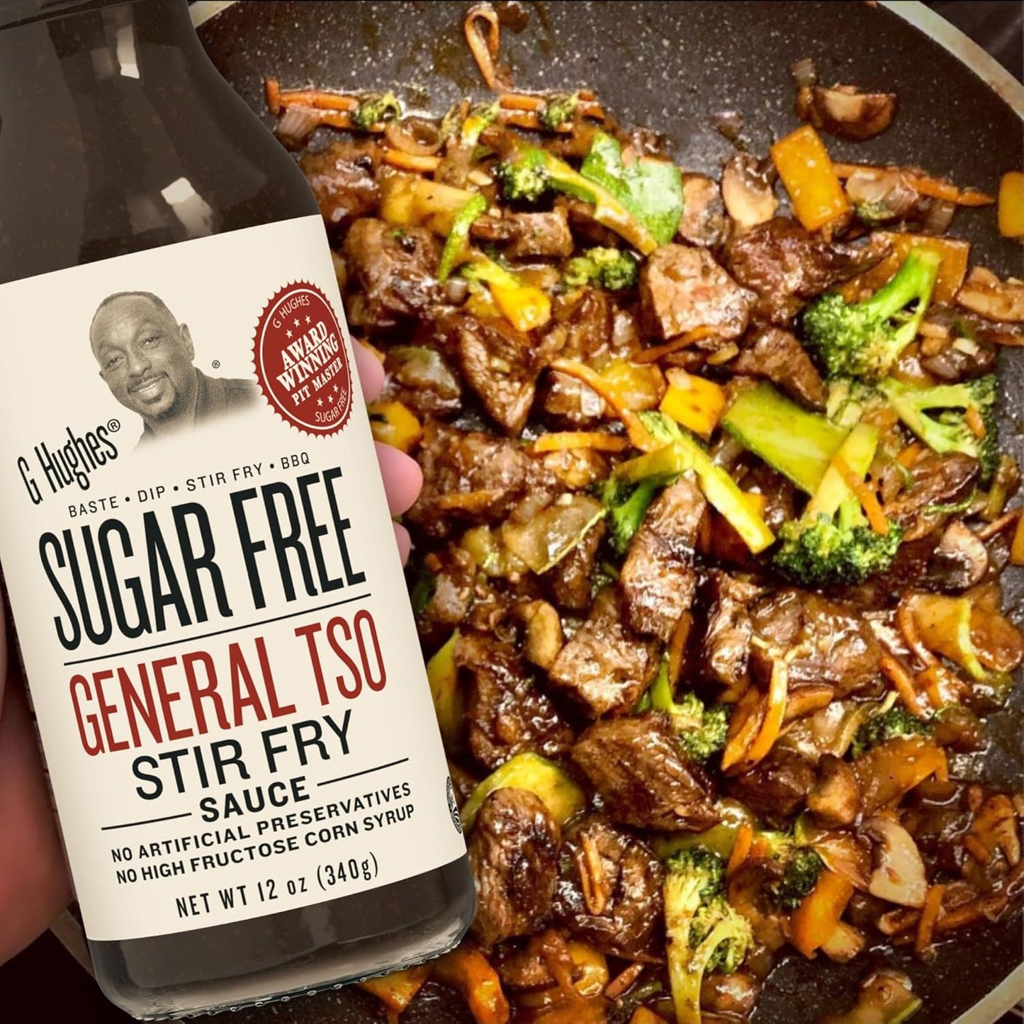 G Hughes Sugar Free, General Tso Sauce - Stir Fry Sauce, Gluten Free, No High Fructose, No Artificial Preservatives - 12 Oz (1-Pack)