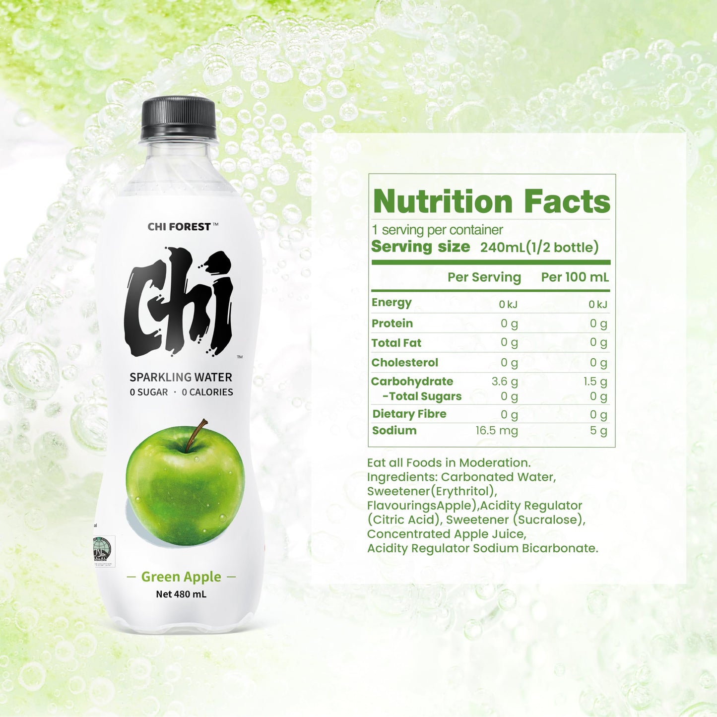 CHI FOREST Sparkling Water Beverage, 4 Flavors Variety Pack, Zero Sugar, 11.16 fl oz Cans (Pack of 24)