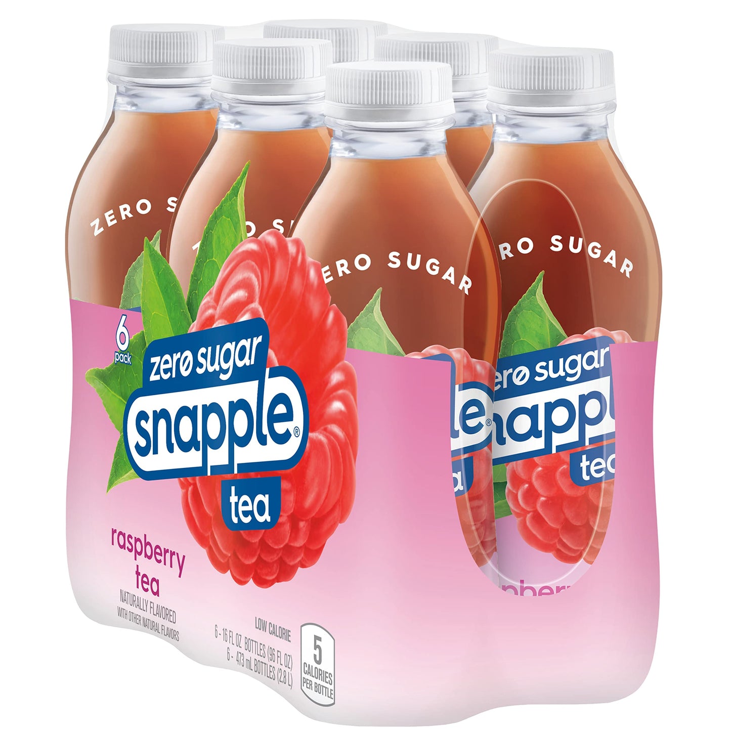 Snapple Zero Sugar Half 'n Half Tea, 16 fl oz recycled plastic bottle, 6 pack