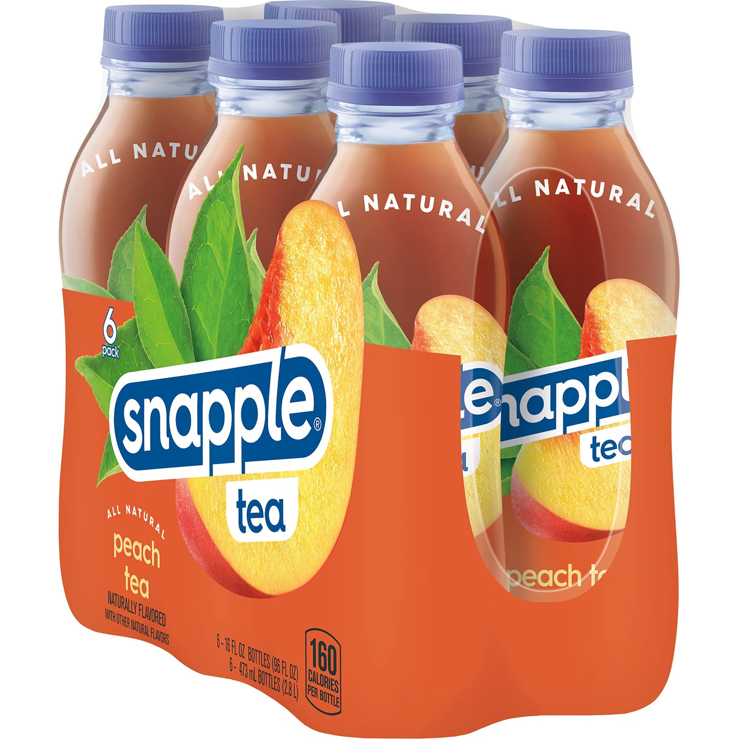 Snapple Zero Sugar Half 'n Half Tea, 16 fl oz recycled plastic bottle, 6 pack