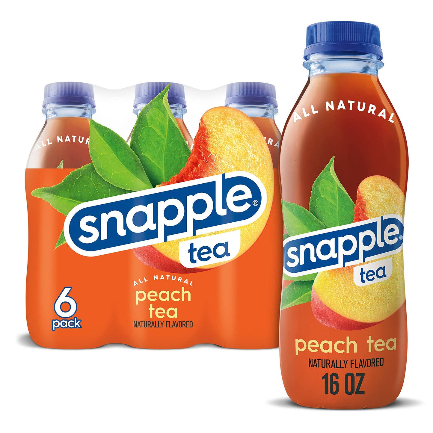 Snapple Zero Sugar Half 'n Half Tea, 16 fl oz recycled plastic bottle, 6 pack