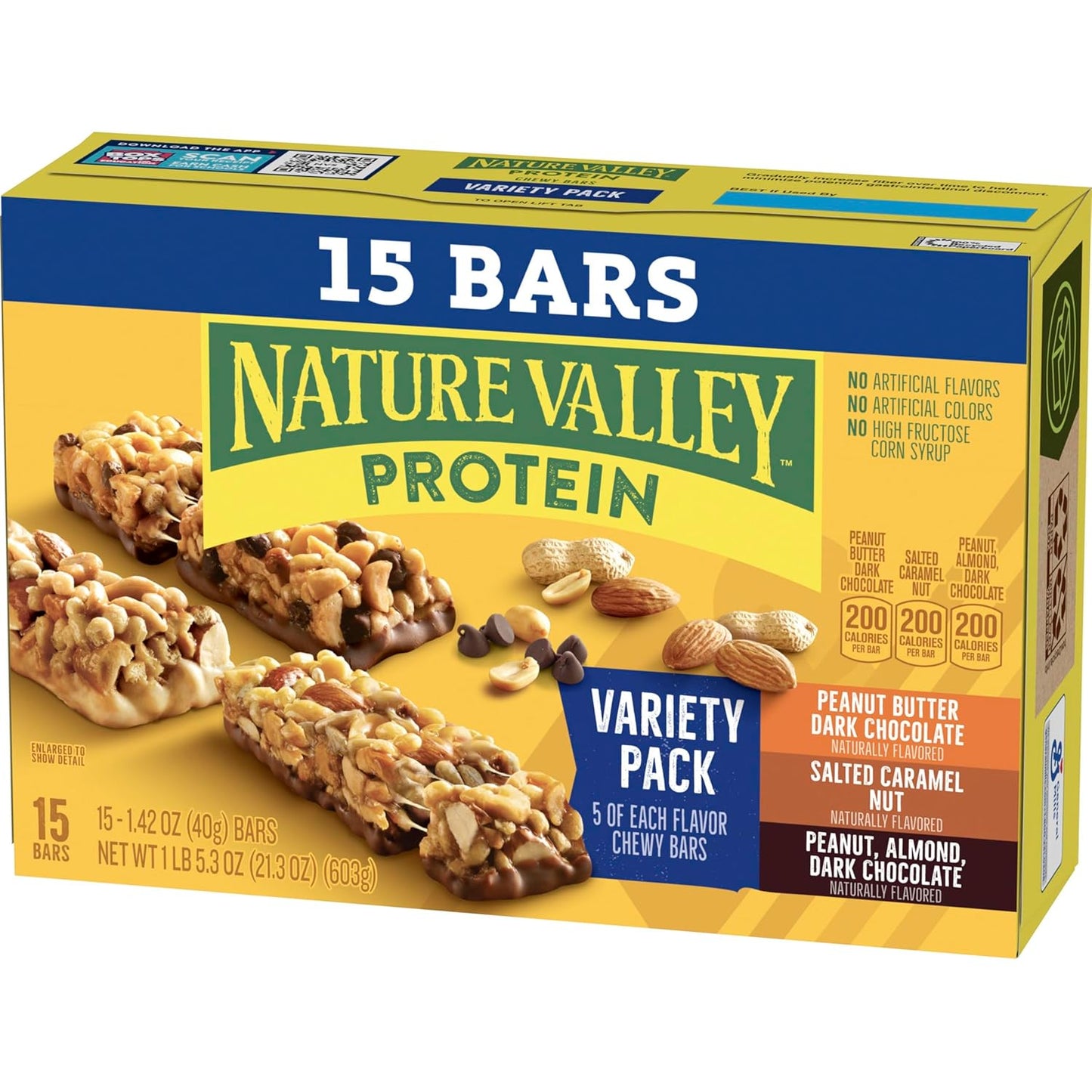 Nature Valley Chewy Protein Granola Bars, Peanut Butter Dark Chocolate, 10 Bars, 14.2 OZ