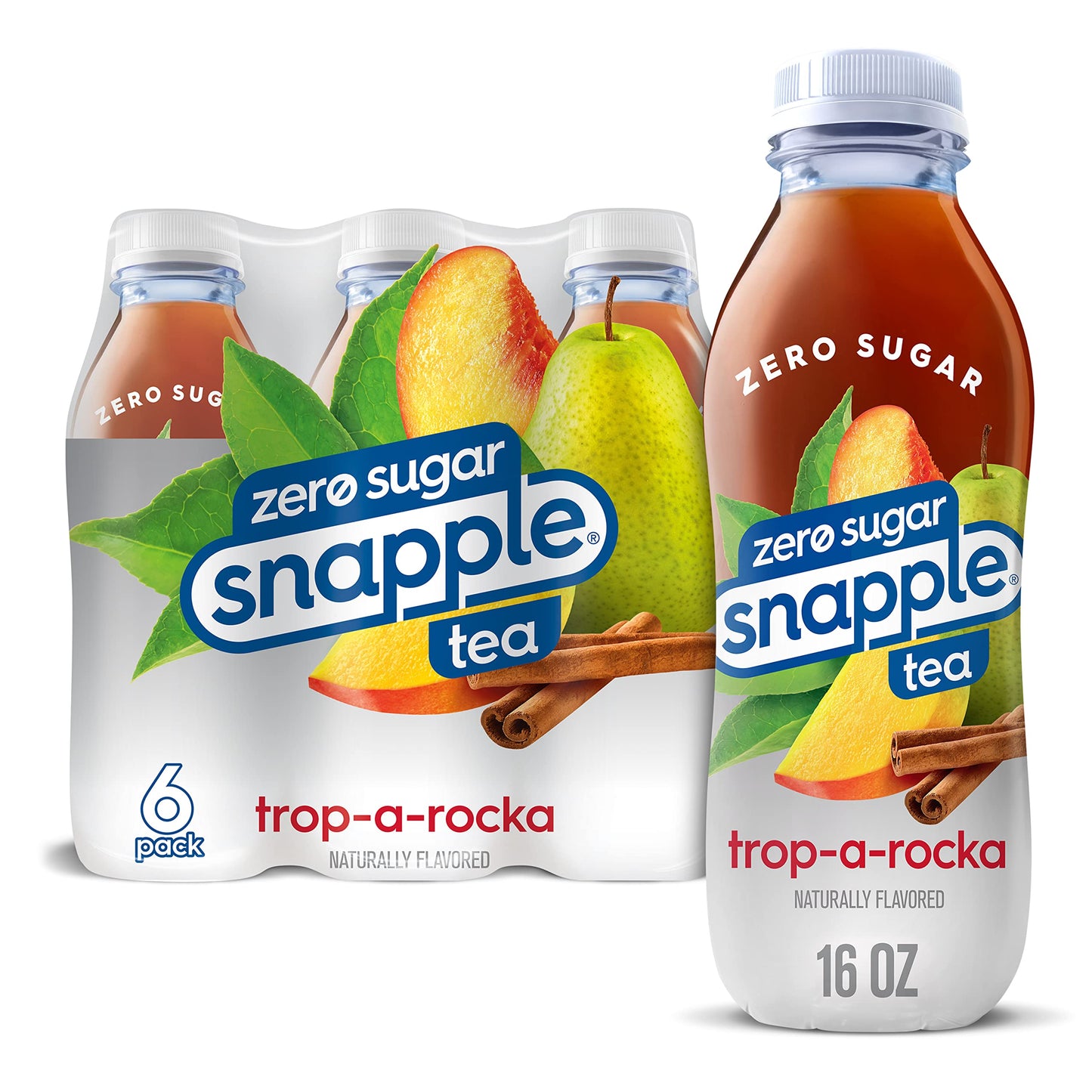 Snapple Zero Sugar Half 'n Half Tea, 16 fl oz recycled plastic bottle, 6 pack