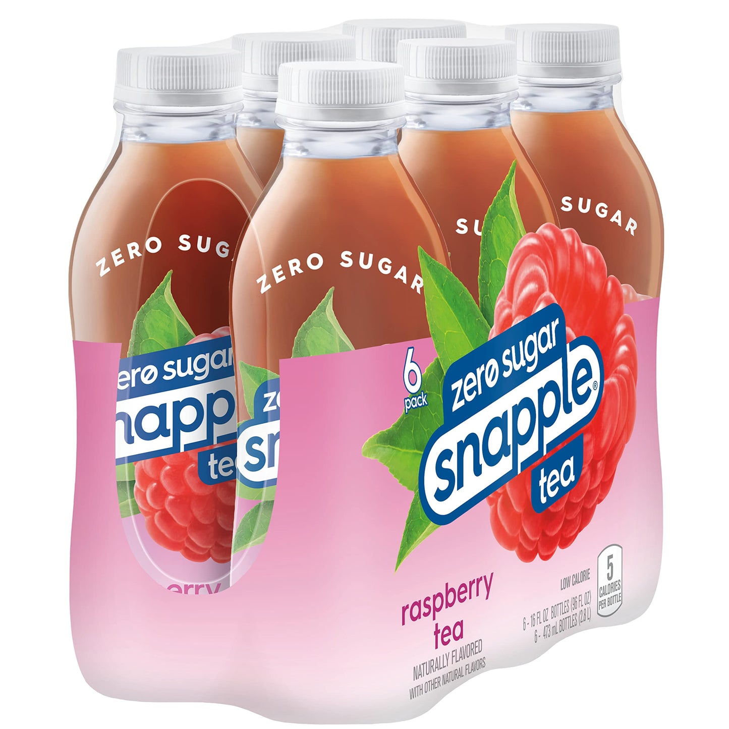 Snapple Zero Sugar Half 'n Half Tea, 16 fl oz recycled plastic bottle, 6 pack