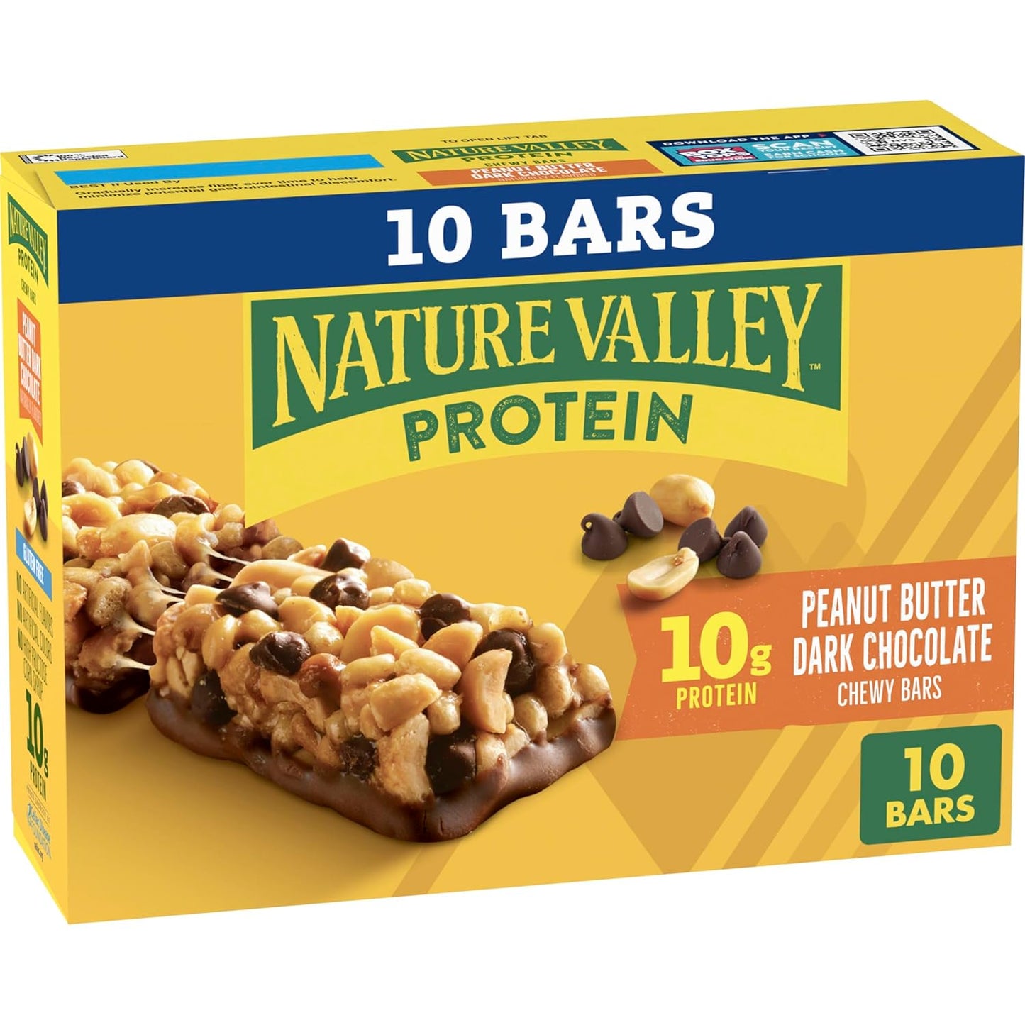Nature Valley Chewy Protein Granola Bars, Peanut Butter Dark Chocolate, 10 Bars, 14.2 OZ