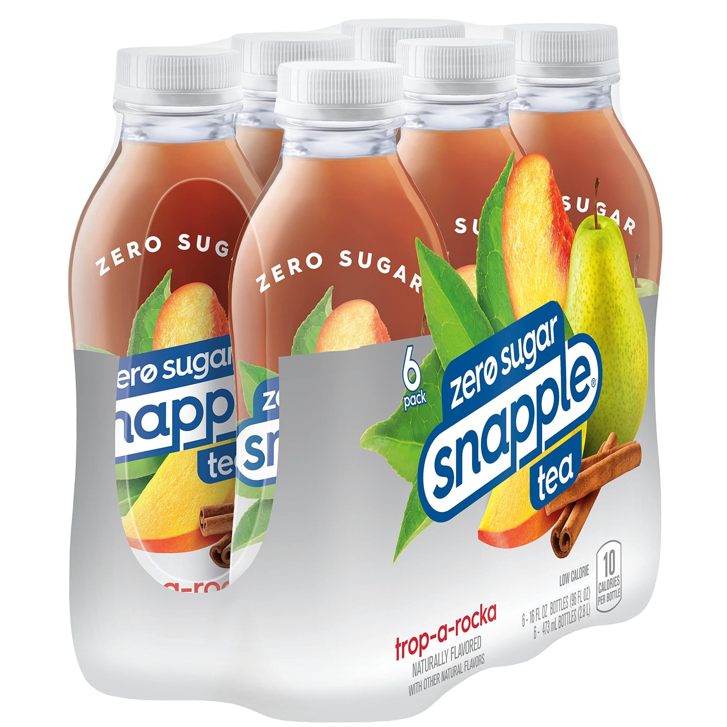 Snapple Zero Sugar Half 'n Half Tea, 16 fl oz recycled plastic bottle, 6 pack