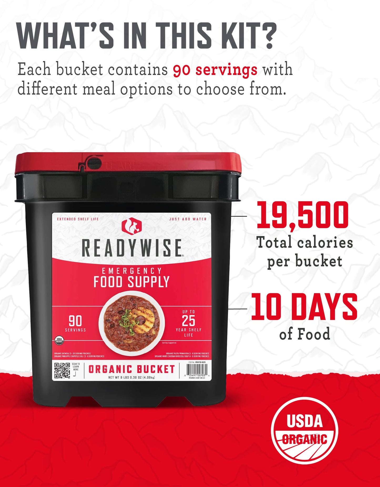ReadyWise Emergency Food Supply - 120 Servings Favorites Sample Bucket, Survival Food Kit, Freeze Dried Prepper Food & Dehydrated Meals for Camping Essentials & Backpacking, up to 25 Year Shelf Life