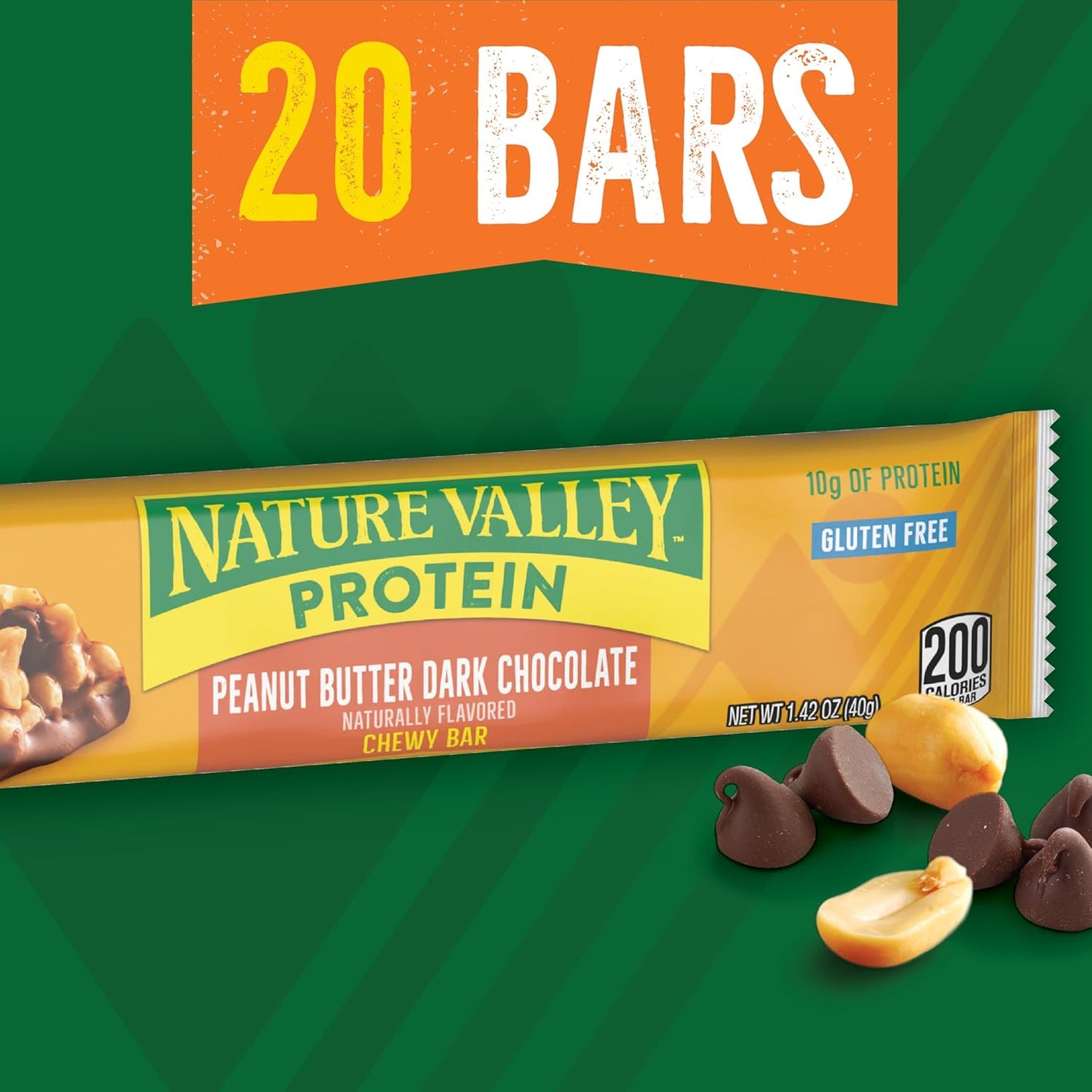 Nature Valley Chewy Protein Granola Bars, Peanut Butter Dark Chocolate, 10 Bars, 14.2 OZ