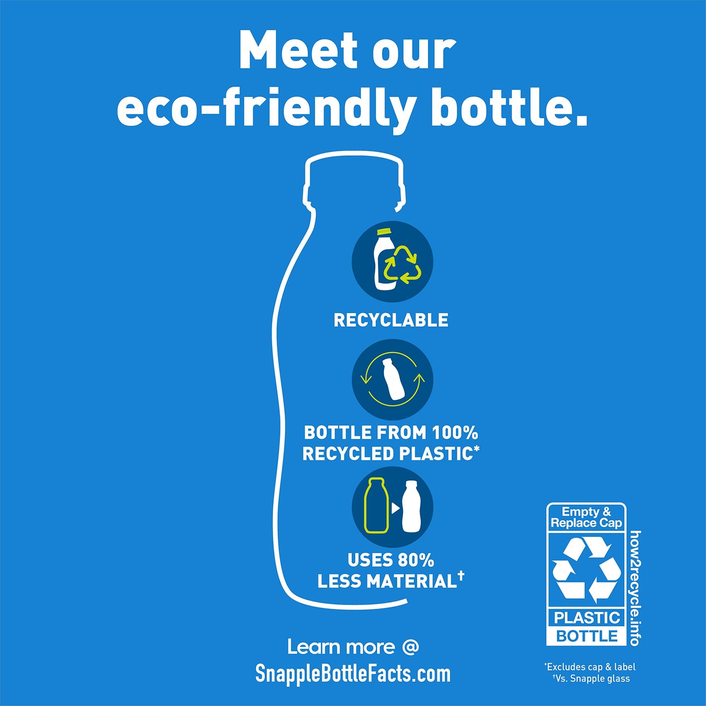 Snapple Zero Sugar Half 'n Half Tea, 16 fl oz recycled plastic bottle, 6 pack