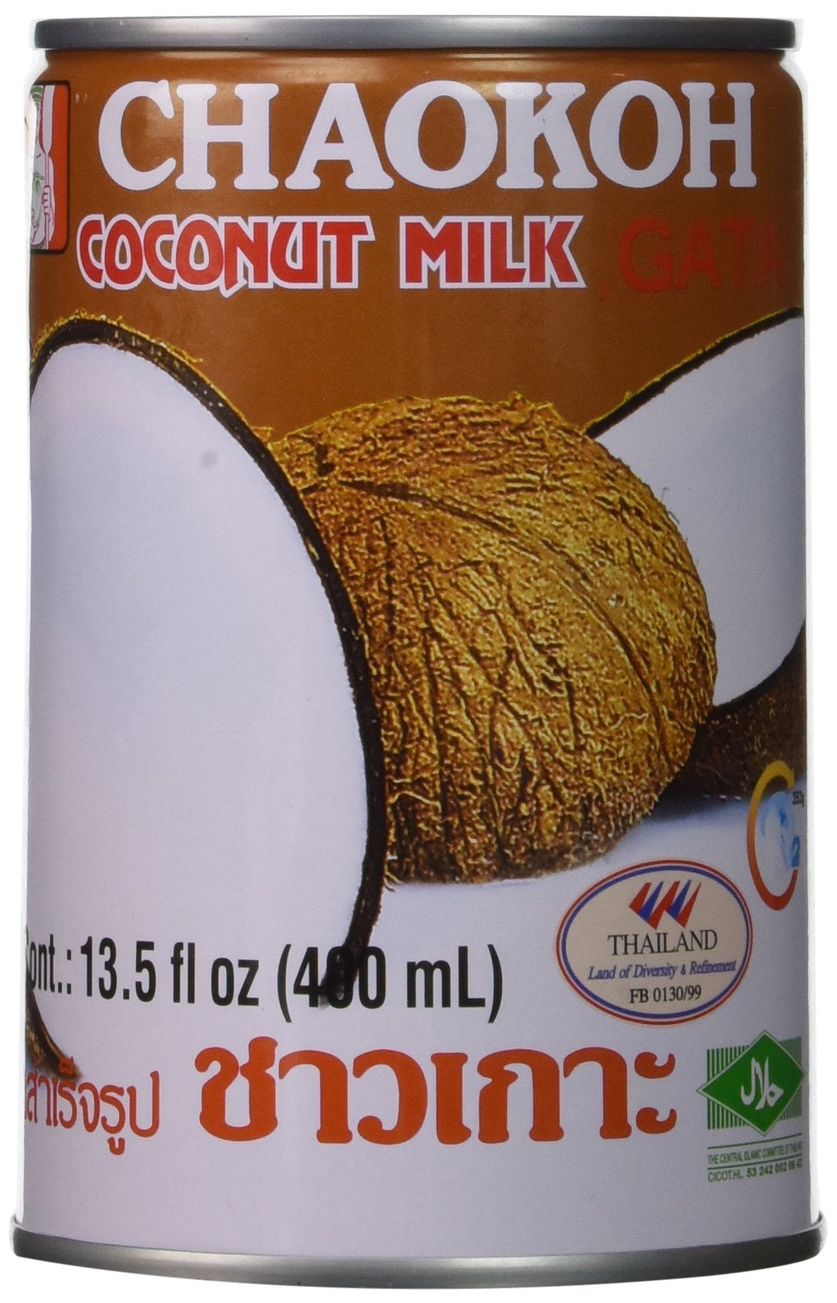 Chaokoh Coconut Milk Unsweetened 6 Pack - Premium, Canned Coconut Milk from Thailand, Lactose Free, Non Dairy Vegan Milk - for Curries, Drinks, Desserts, & More (13.5 oz per Can)