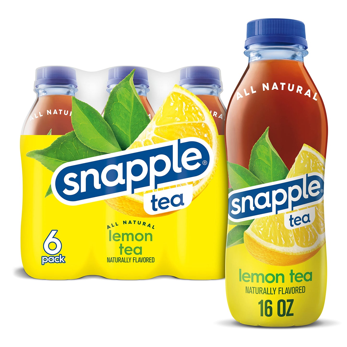 Snapple Zero Sugar Half 'n Half Tea, 16 fl oz recycled plastic bottle, 6 pack