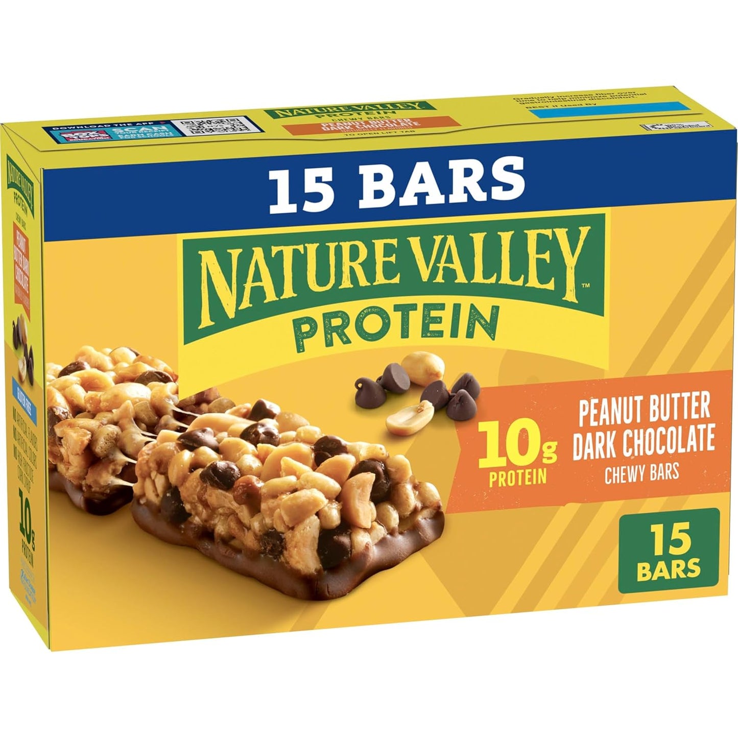 Nature Valley Chewy Protein Granola Bars, Peanut Butter Dark Chocolate, 10 Bars, 14.2 OZ