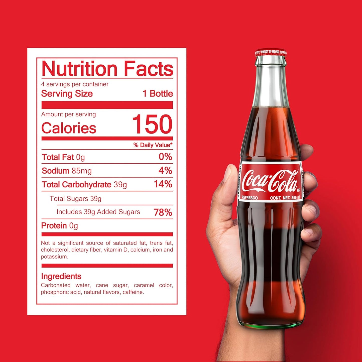 Coke de Mexico Glass Bottles, 12 Fl Oz (Pack of 4)