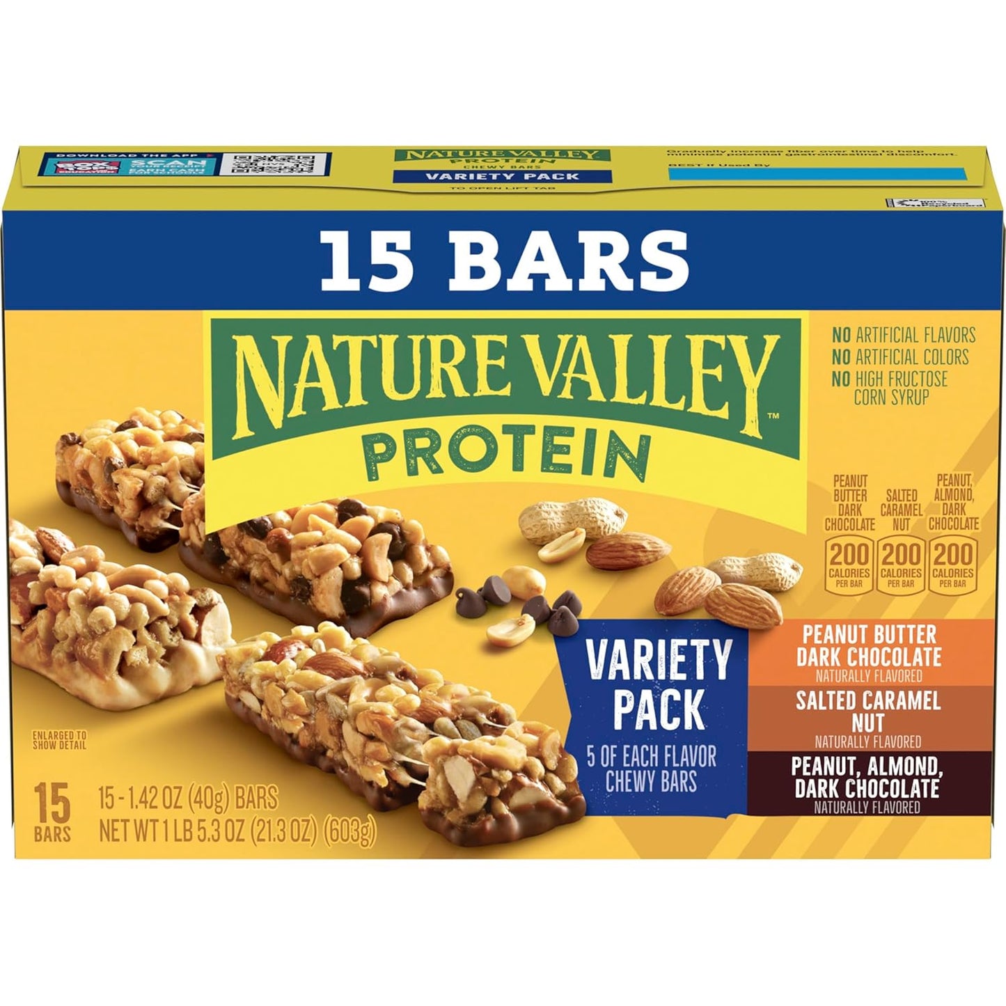 Nature Valley Chewy Protein Granola Bars, Peanut Butter Dark Chocolate, 10 Bars, 14.2 OZ