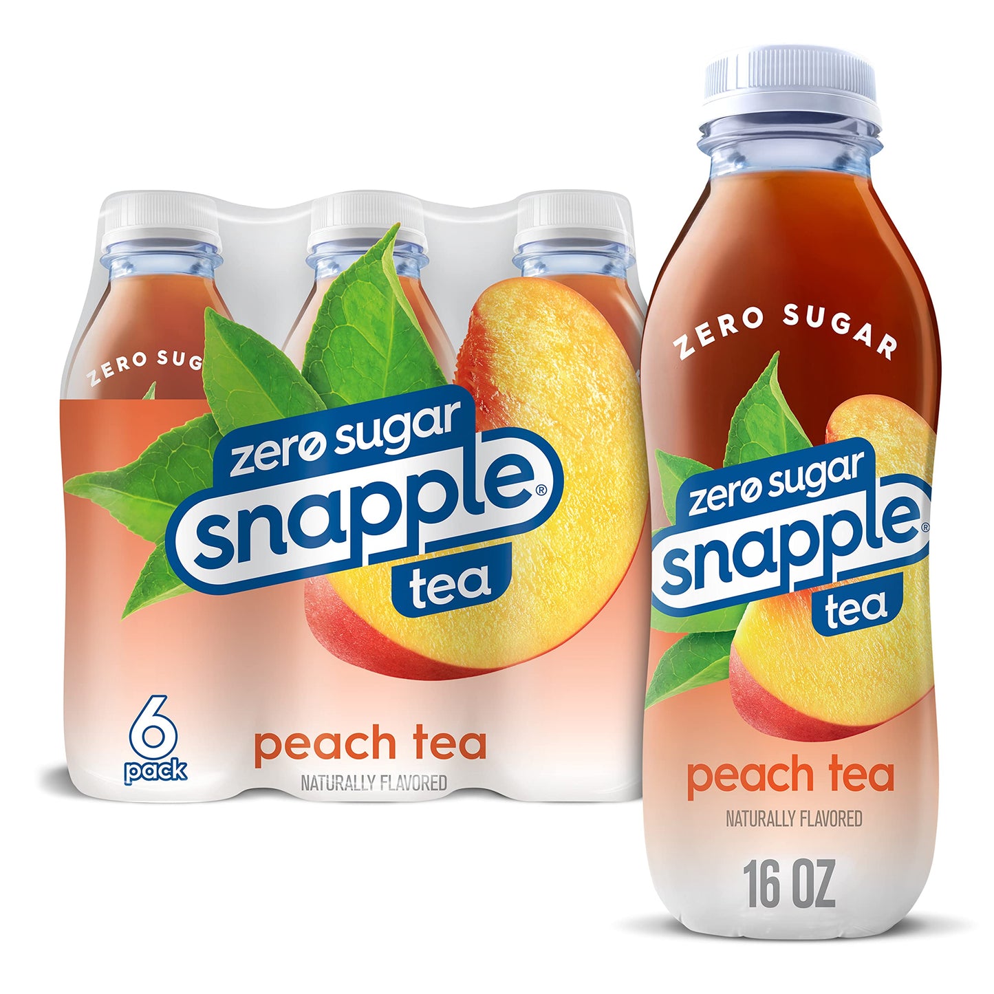 Snapple Zero Sugar Half 'n Half Tea, 16 fl oz recycled plastic bottle, 6 pack