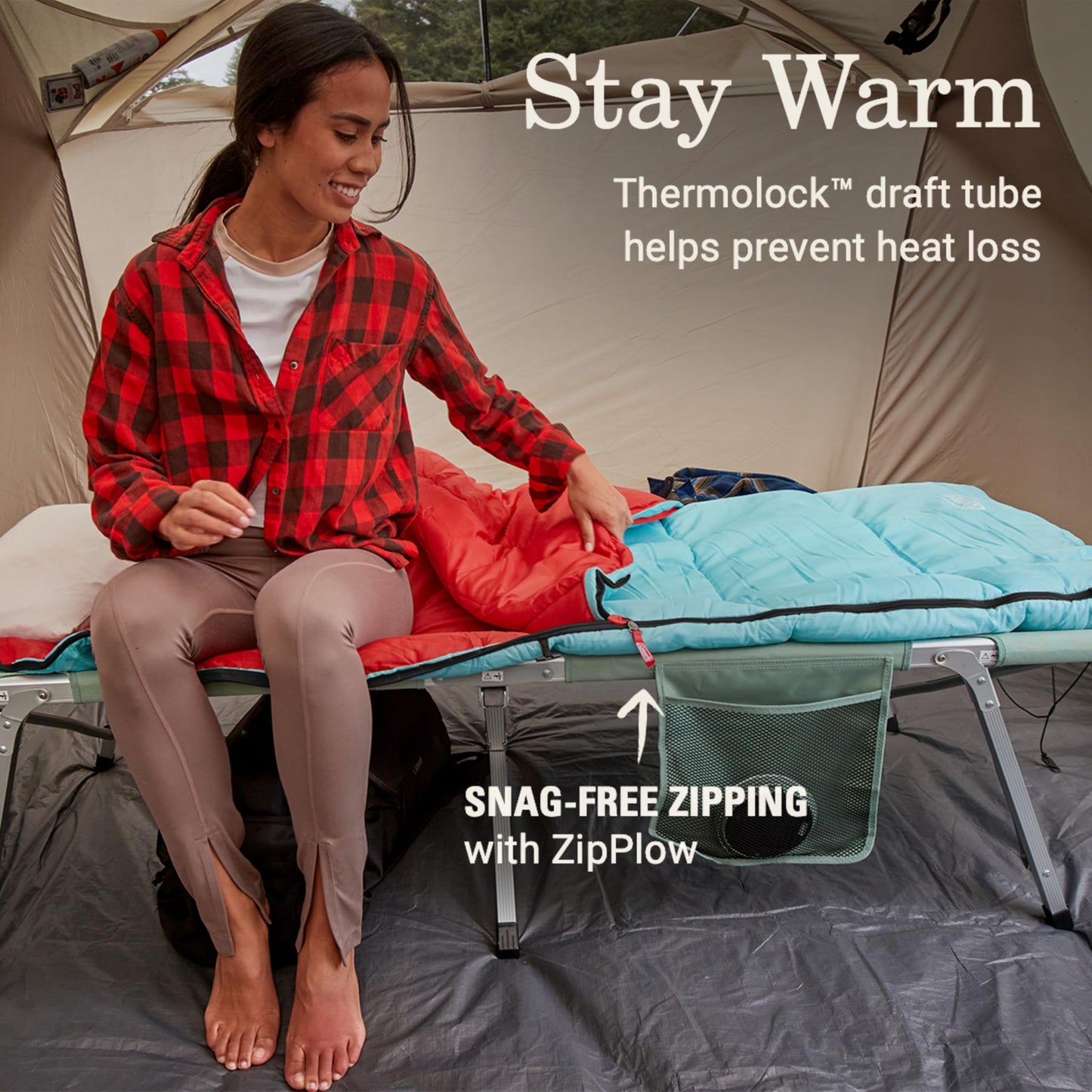 Coleman Flatlands 30/40/50°F Sleeping Bag, Made from 100% Recycled Material, Big & Tall Options, Cool-Weather Sleeping Bag for Camping, Sleepovers, Guests & More