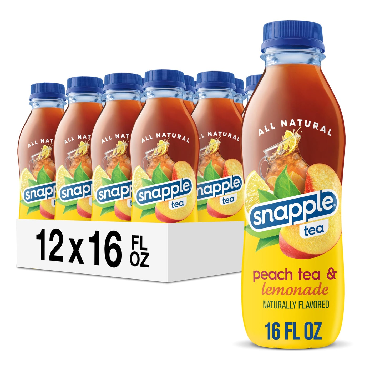Snapple Zero Sugar Half 'n Half Tea, 16 fl oz recycled plastic bottle, 6 pack