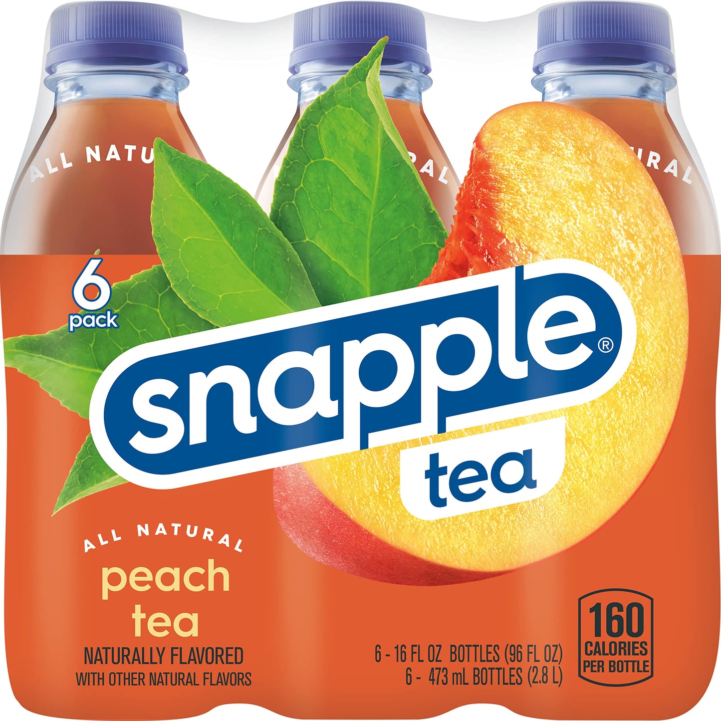 Snapple Zero Sugar Half 'n Half Tea, 16 fl oz recycled plastic bottle, 6 pack