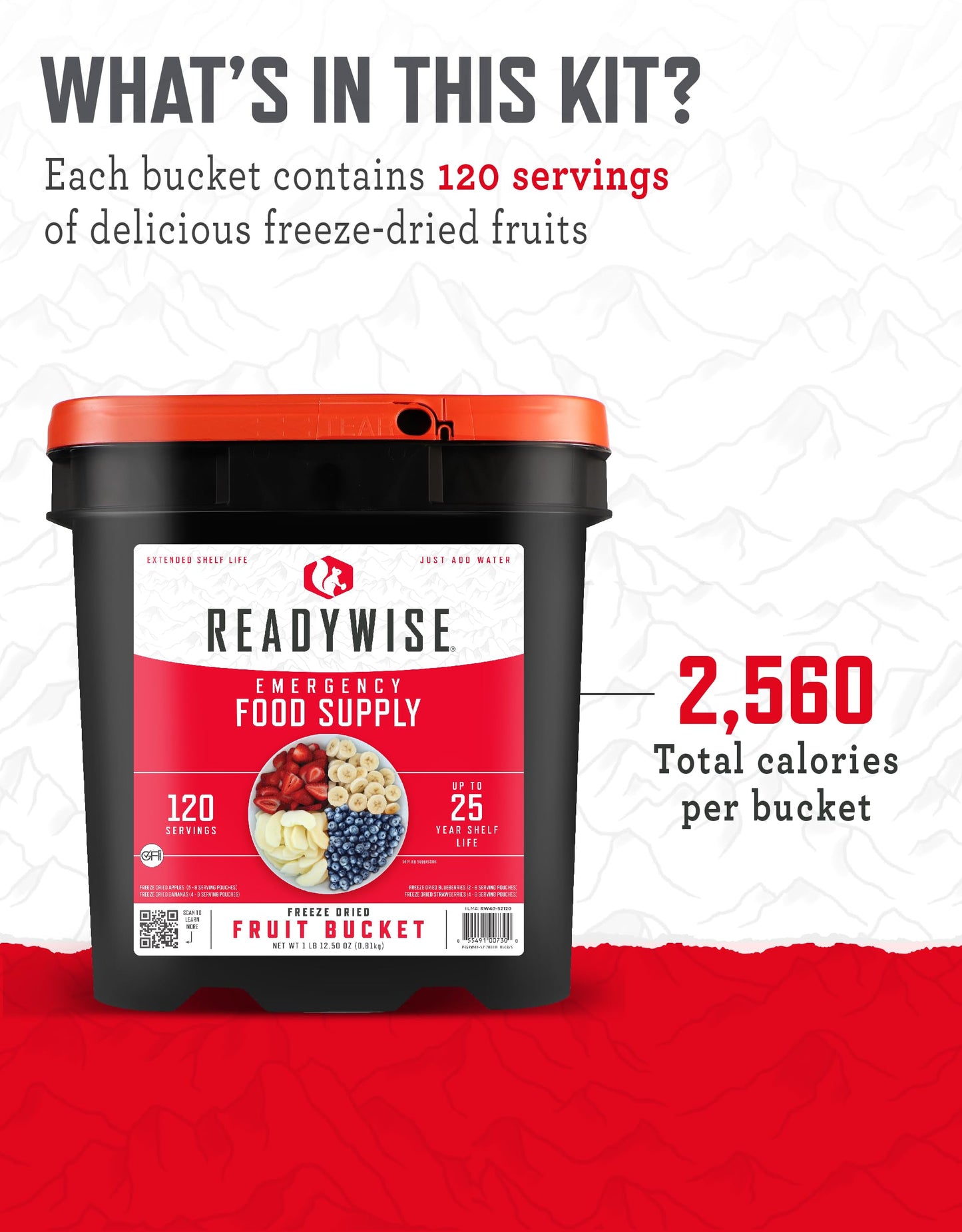 ReadyWise Emergency Food Supply - 120 Servings Favorites Sample Bucket, Survival Food Kit, Freeze Dried Prepper Food & Dehydrated Meals for Camping Essentials & Backpacking, up to 25 Year Shelf Life