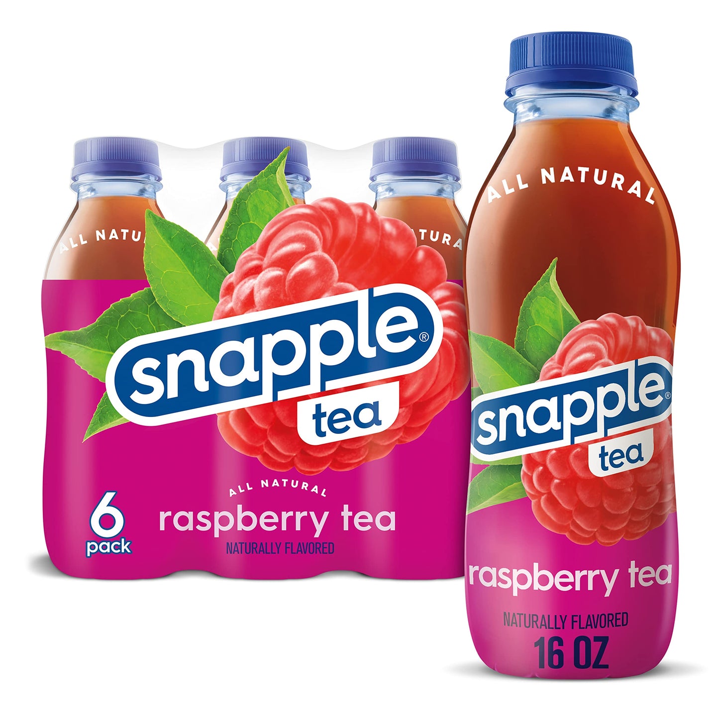 Snapple Zero Sugar Half 'n Half Tea, 16 fl oz recycled plastic bottle, 6 pack