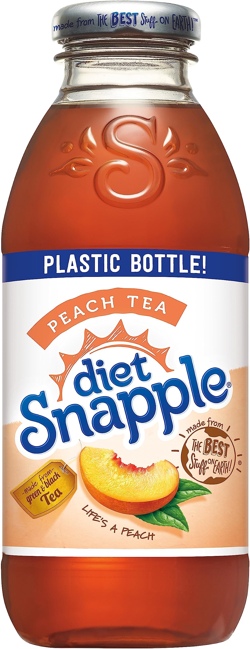 Snapple Zero Sugar Half 'n Half Tea, 16 fl oz recycled plastic bottle, 6 pack