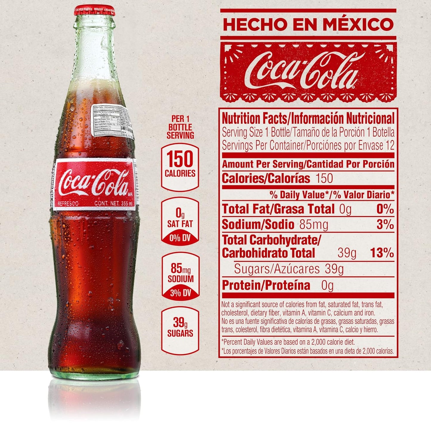 Coke de Mexico Glass Bottles, 12 Fl Oz (Pack of 4)
