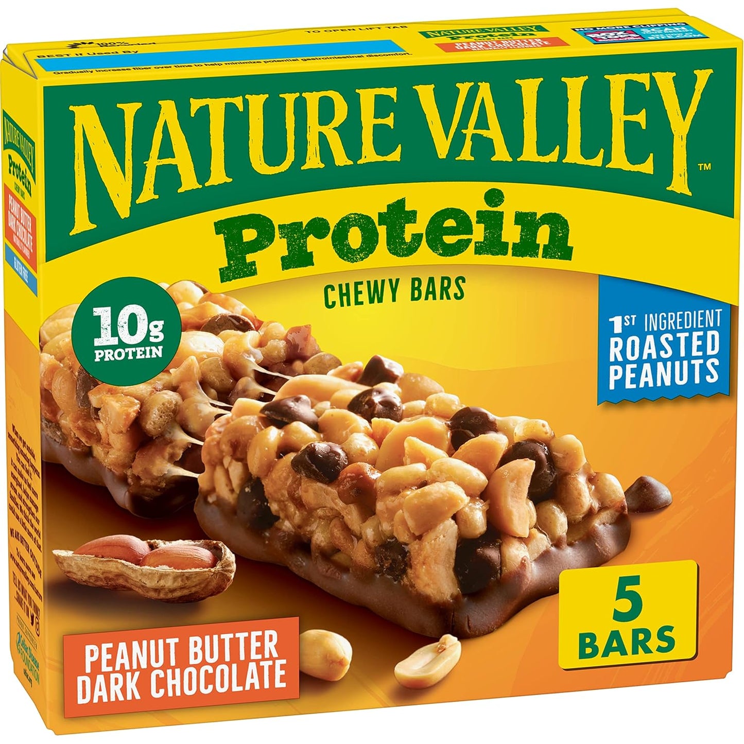 Nature Valley Chewy Protein Granola Bars, Peanut Butter Dark Chocolate, 10 Bars, 14.2 OZ