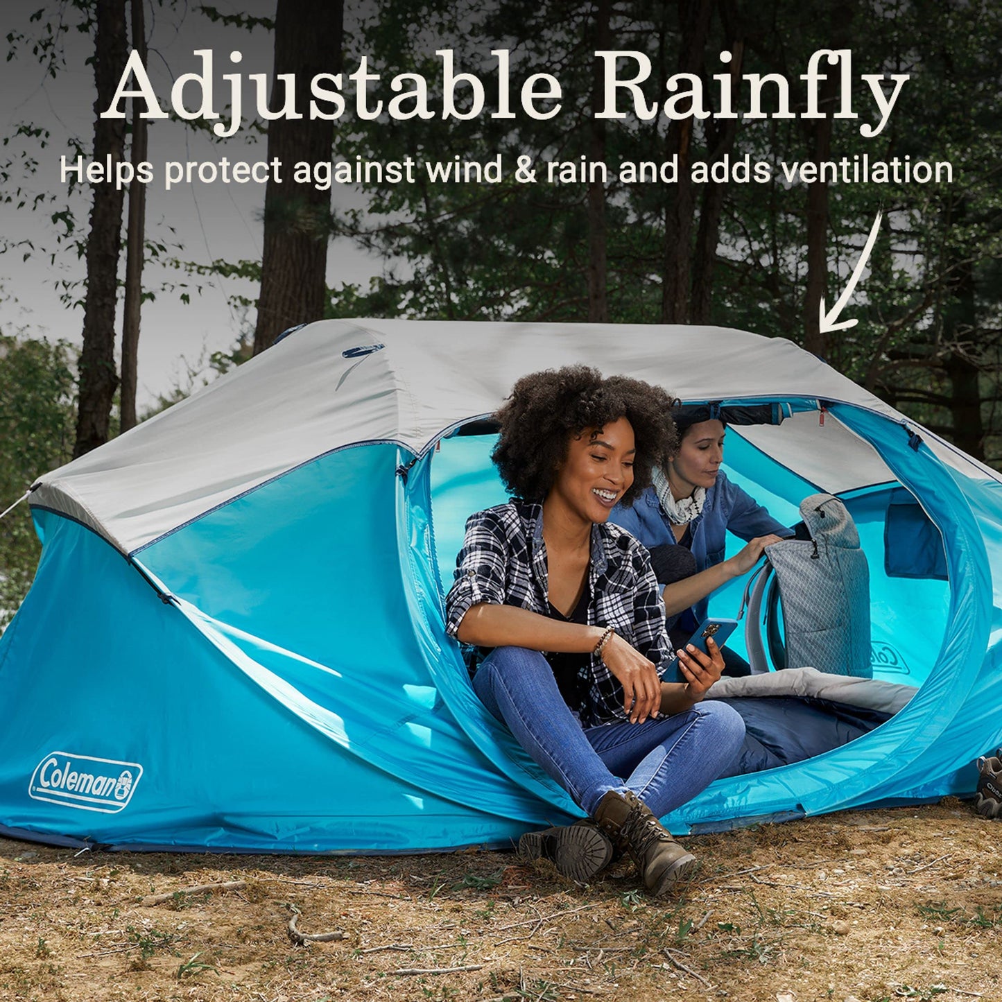 Coleman Pop-Up Instant Tent Sets Up in 10 Seconds, Portable & Lightweight 2/4 Person Weatherproof Camping Tent with Adjustable Rainfly