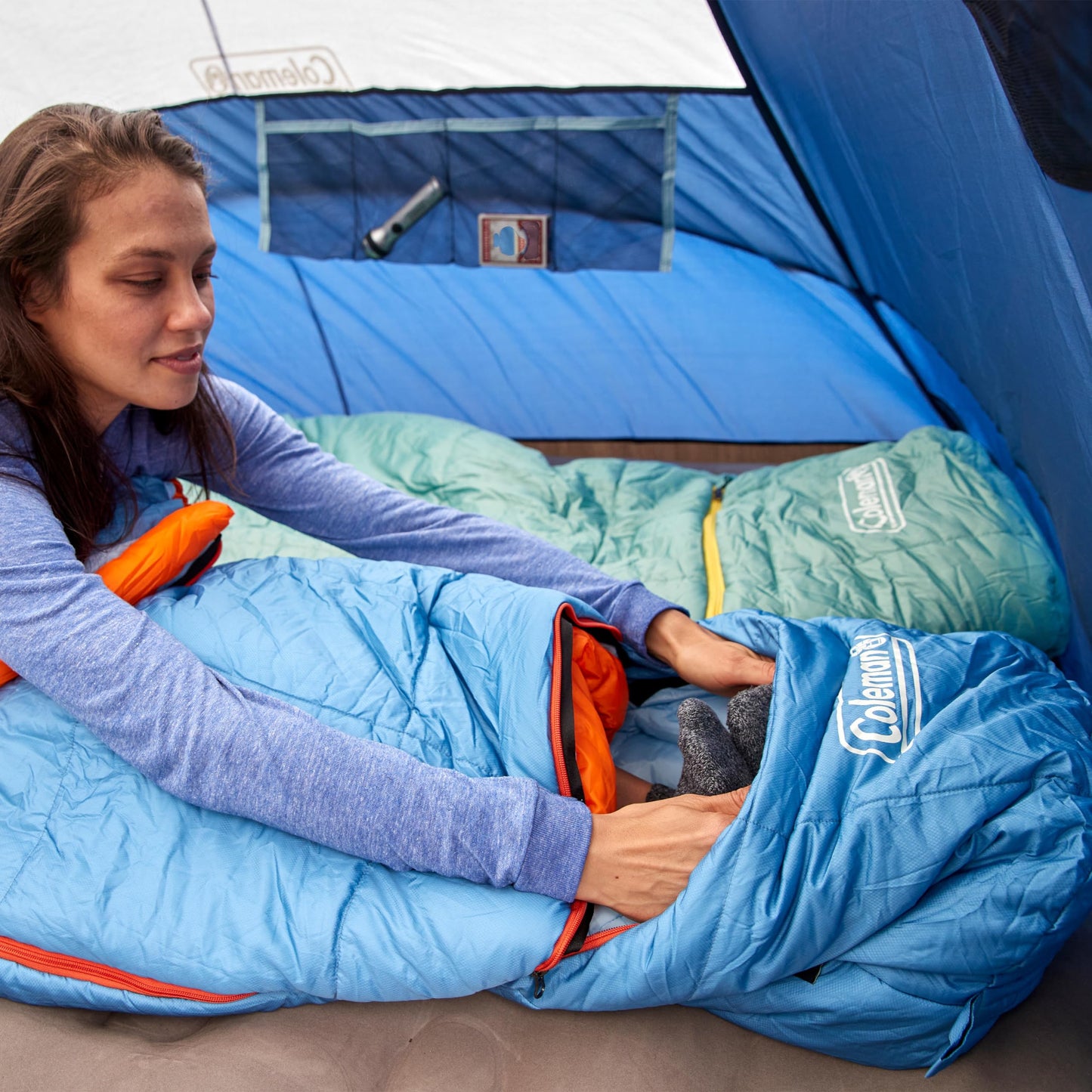 Coleman Big Bay 0/20/40°F Cold-Weather Sleeping Bag, Adult Mummy Sleeping Bag with Headrest, Foot Ventilation, & Storage Sack, Big & Tall Options