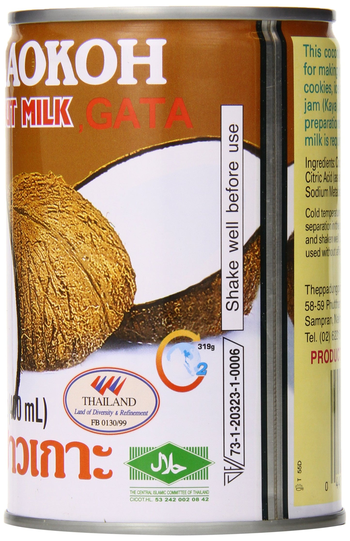 Chaokoh Coconut Milk Unsweetened 6 Pack - Premium, Canned Coconut Milk from Thailand, Lactose Free, Non Dairy Vegan Milk - for Curries, Drinks, Desserts, & More (13.5 oz per Can)