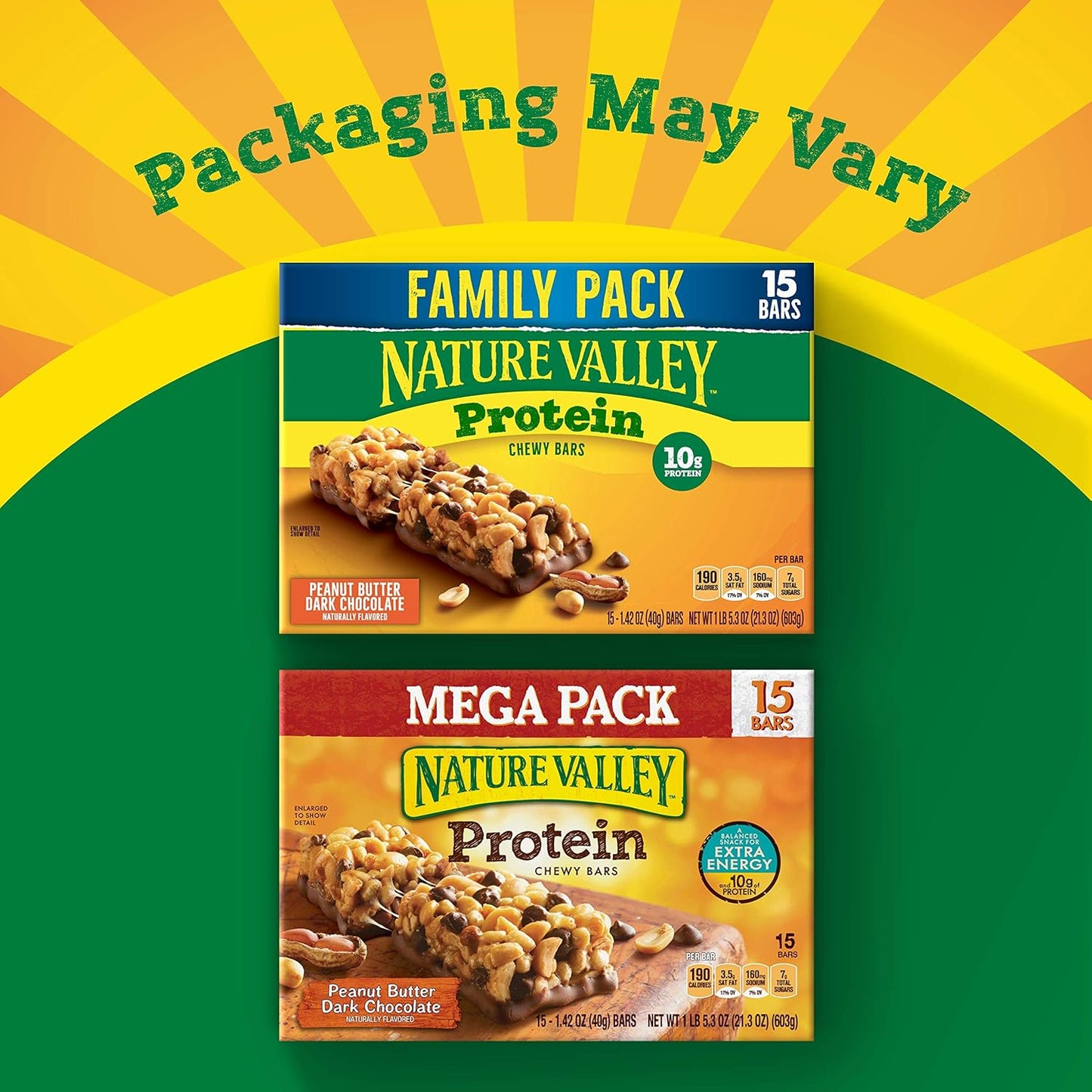 Nature Valley Chewy Protein Granola Bars, Peanut Butter Dark Chocolate, 10 Bars, 14.2 OZ