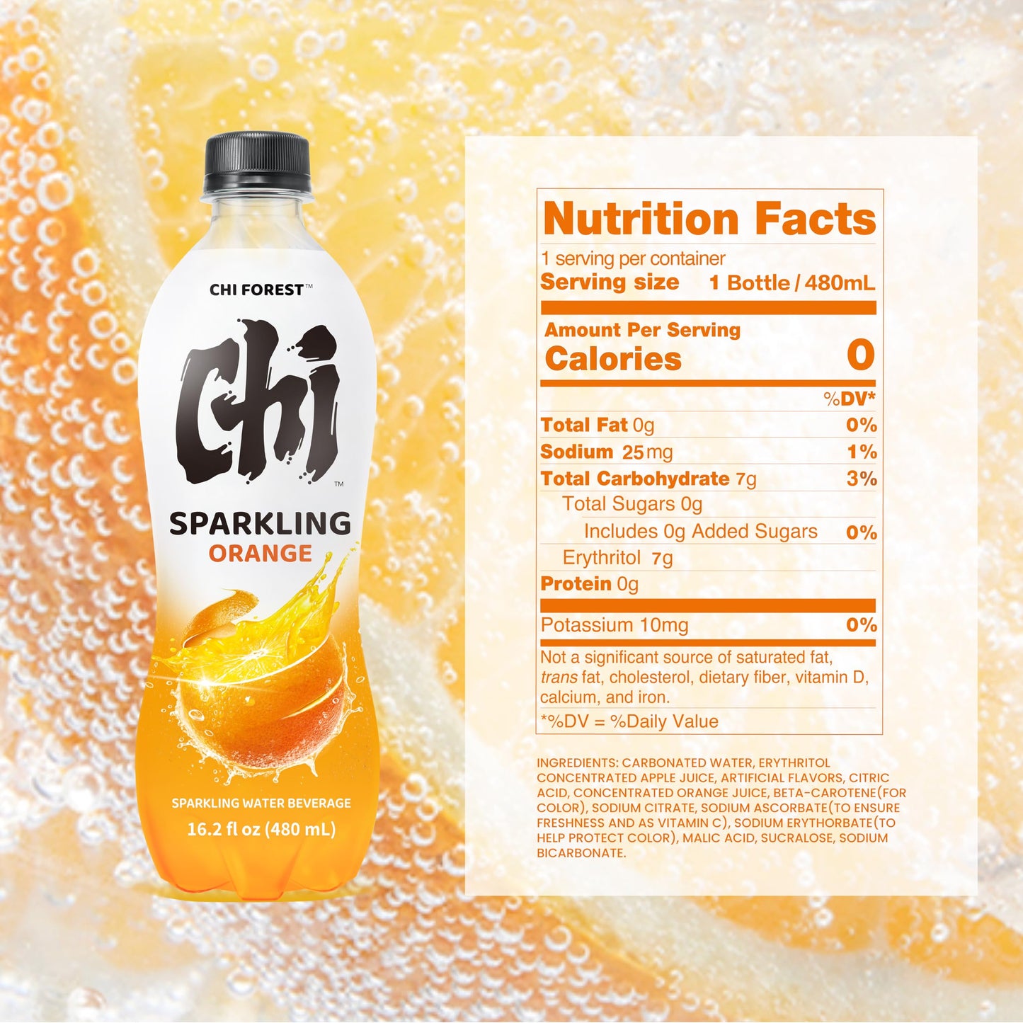 CHI FOREST Sparkling Water Beverage, 4 Flavors Variety Pack, Zero Sugar, 11.16 fl oz Cans (Pack of 24)