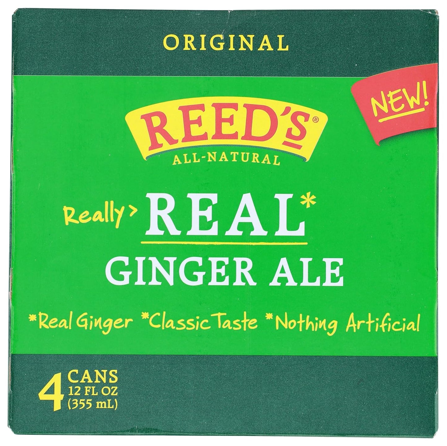 REEDS GINGER BREW Real Ginger Ale Soda 4 Pack, 12 FZ