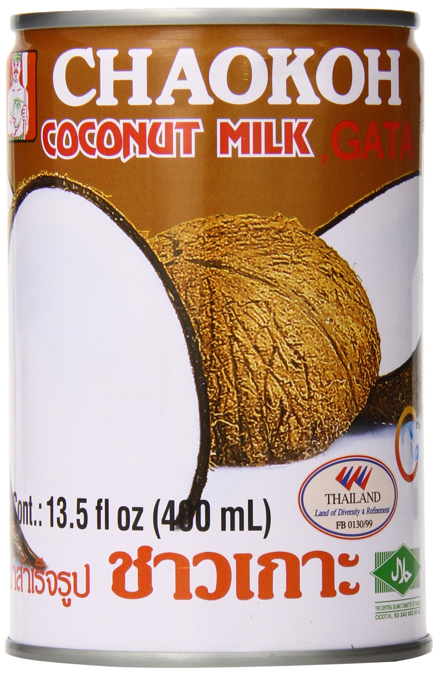 Chaokoh Coconut Milk Unsweetened 6 Pack - Premium, Canned Coconut Milk from Thailand, Lactose Free, Non Dairy Vegan Milk - for Curries, Drinks, Desserts, & More (13.5 oz per Can)
