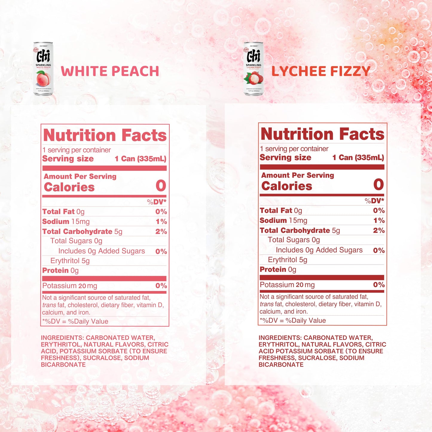 CHI FOREST Sparkling Water Beverage, 4 Flavors Variety Pack, Zero Sugar, 11.16 fl oz Cans (Pack of 24)