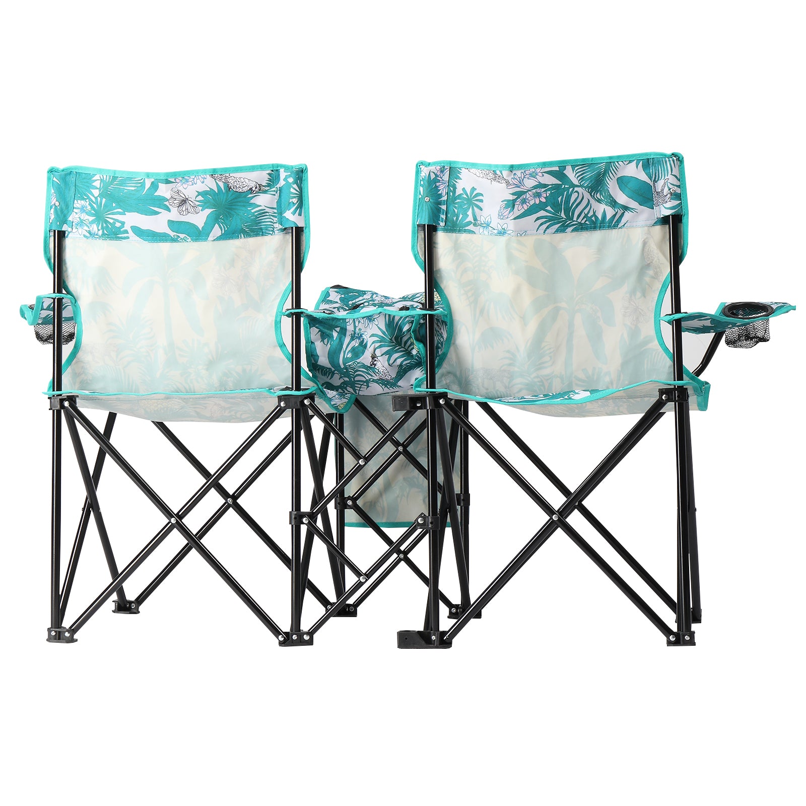 Camping Chairs, Folding Double Chair With Removable Umbrella, Cup Holders, Cooler Bag, Side Pocket & Carry Bag, For Beach, Outdoor, Sports, Concerts, Travel, Picnic