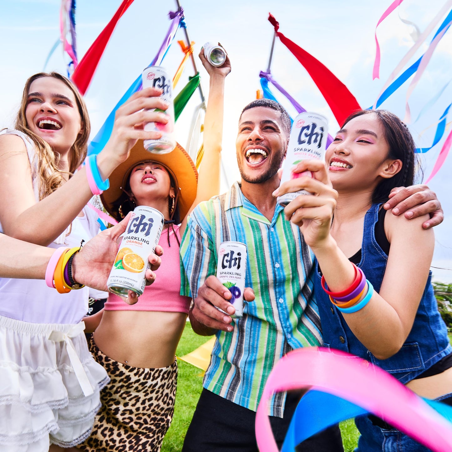 CHI FOREST Sparkling Water Beverage, 4 Flavors Variety Pack, Zero Sugar, 11.16 fl oz Cans (Pack of 24)