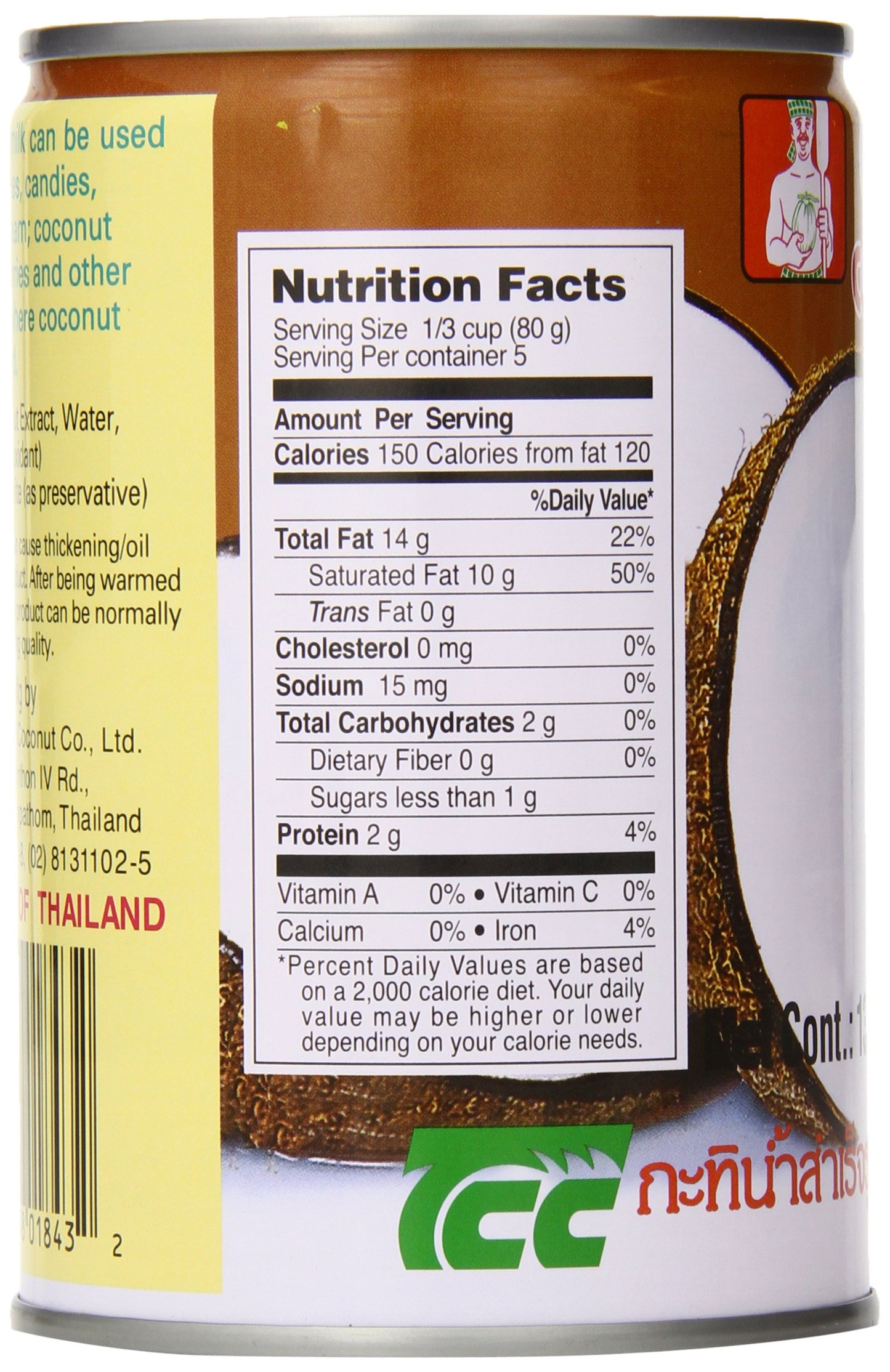 Chaokoh Coconut Milk Unsweetened 6 Pack - Premium, Canned Coconut Milk from Thailand, Lactose Free, Non Dairy Vegan Milk - for Curries, Drinks, Desserts, & More (13.5 oz per Can)