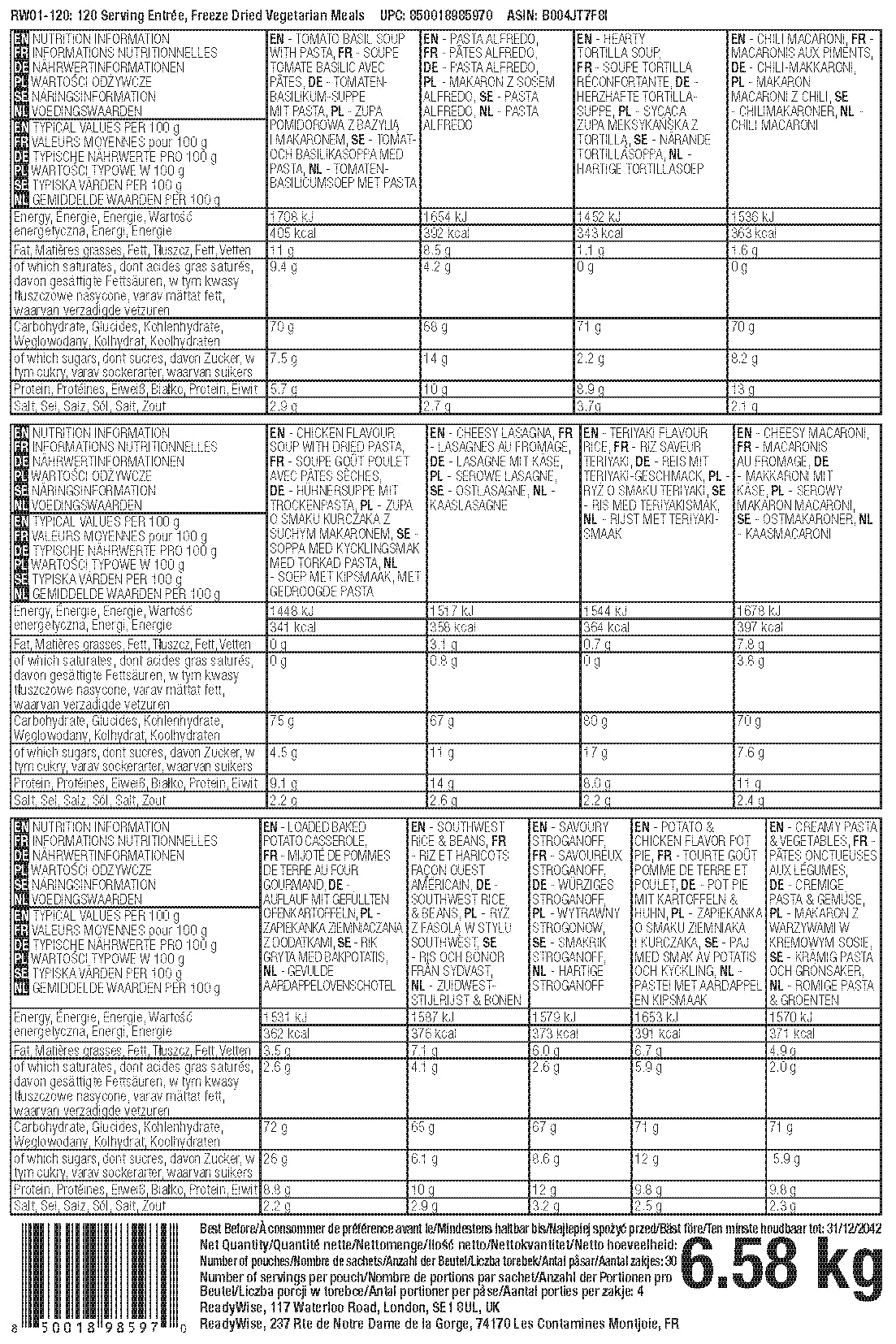 ReadyWise Emergency Food Supply - 120 Servings Favorites Sample Bucket, Survival Food Kit, Freeze Dried Prepper Food & Dehydrated Meals for Camping Essentials & Backpacking, up to 25 Year Shelf Life