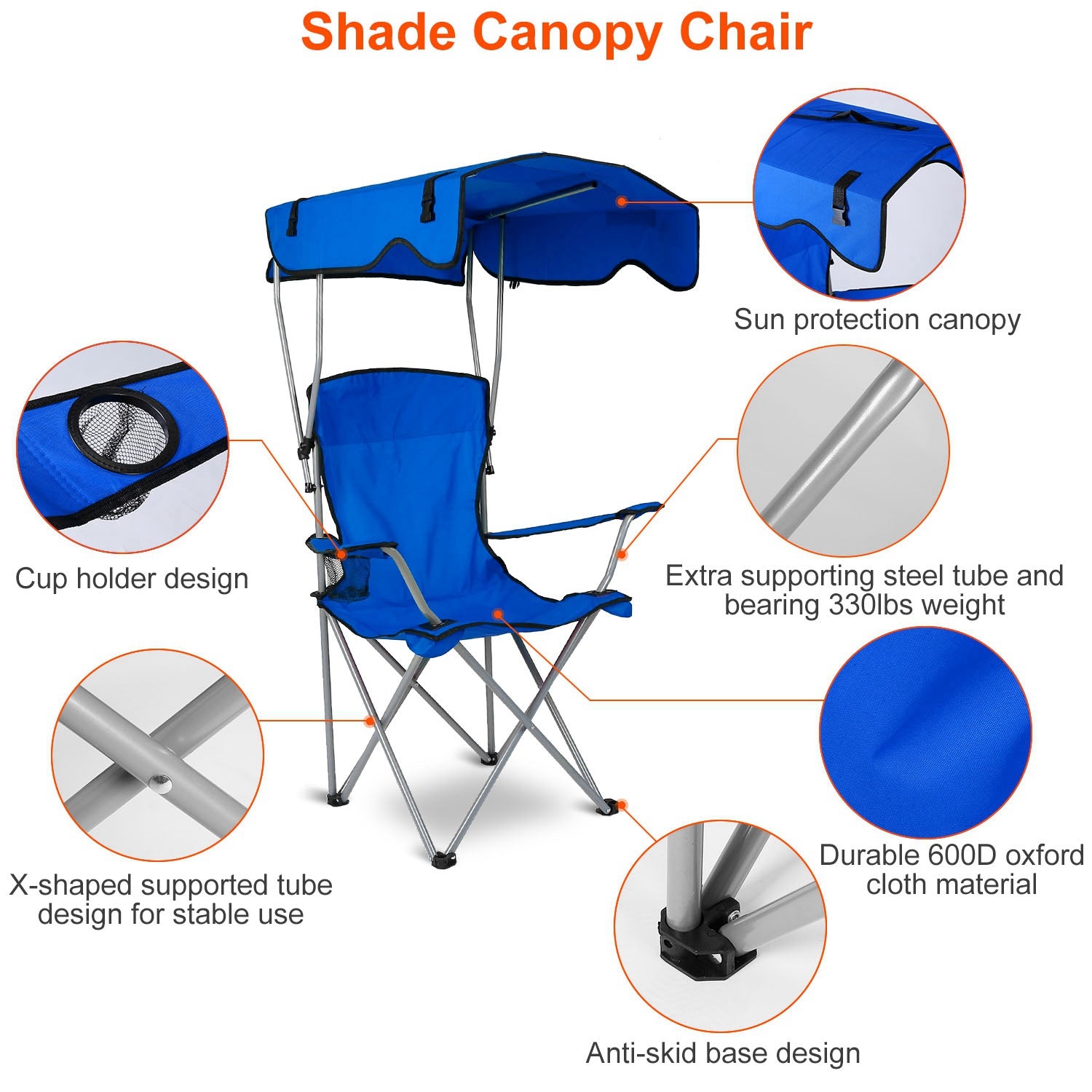 Camping Chair With Sunshade, Foldable Portable Rain Shelter Chair, Supports 330LBS, Banned On Walmart Platform