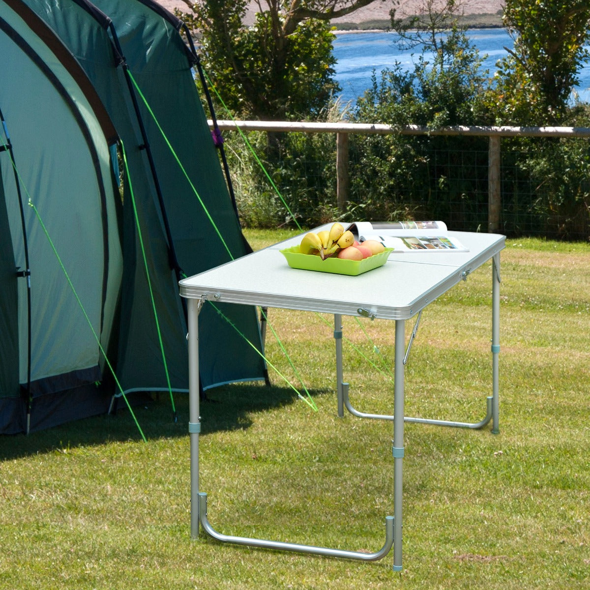 47" Lightweight Portable Folding Easy Clean Camping Table with Carrying Handle