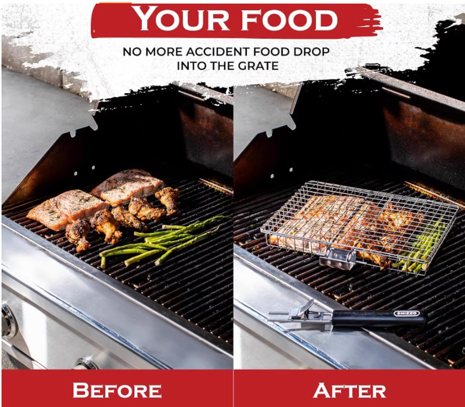 Portable Stainless Steel Folding Grill Basket BBQ Grill Bask