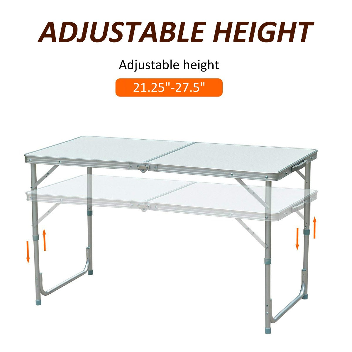 47" Lightweight Portable Folding Easy Clean Camping Table with Carrying Handle